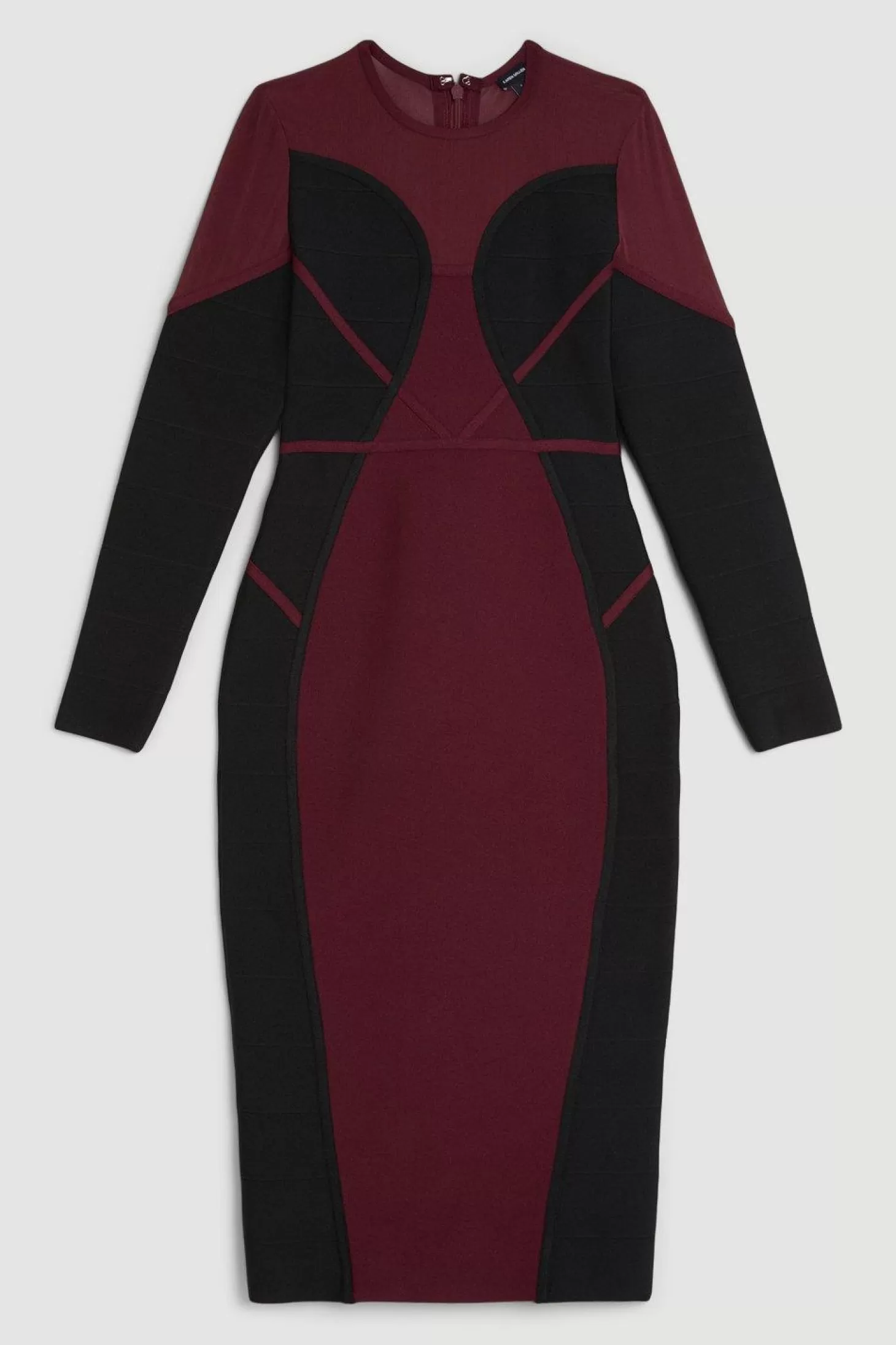 Karen Millen Bandage Knit And Mesh Color Block Dress