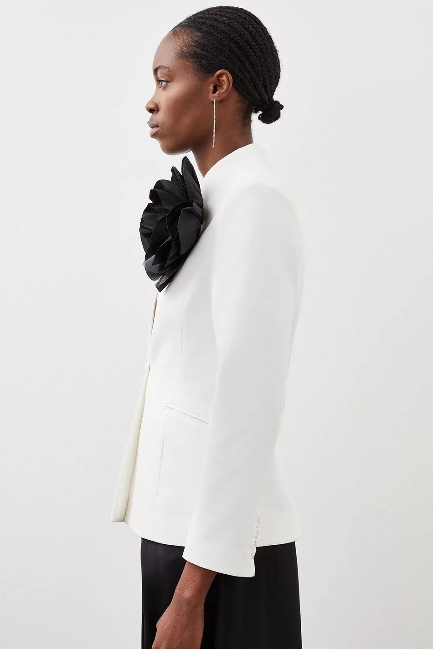 Karen Millen Clean Tailored Corsage Detail Collarless Blazer