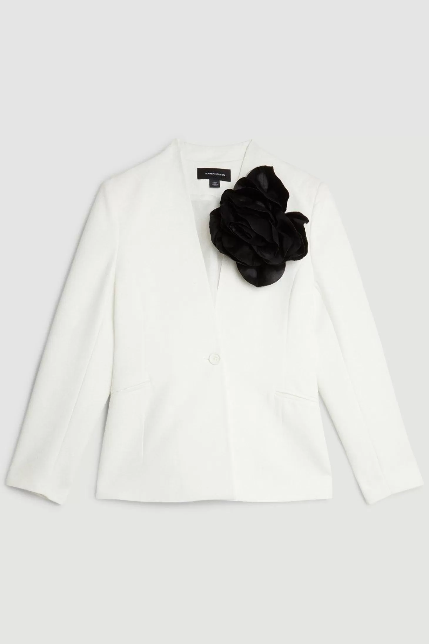 Karen Millen Clean Tailored Corsage Detail Collarless Blazer