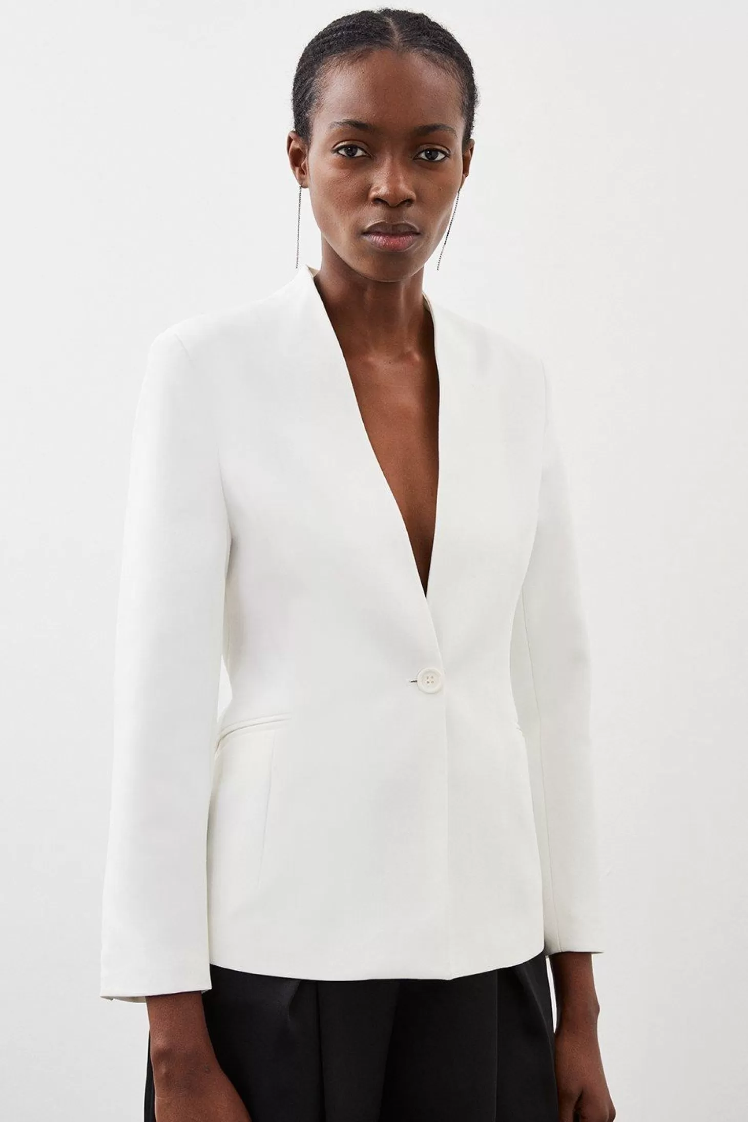 Karen Millen Clean Tailored Corsage Detail Collarless Blazer