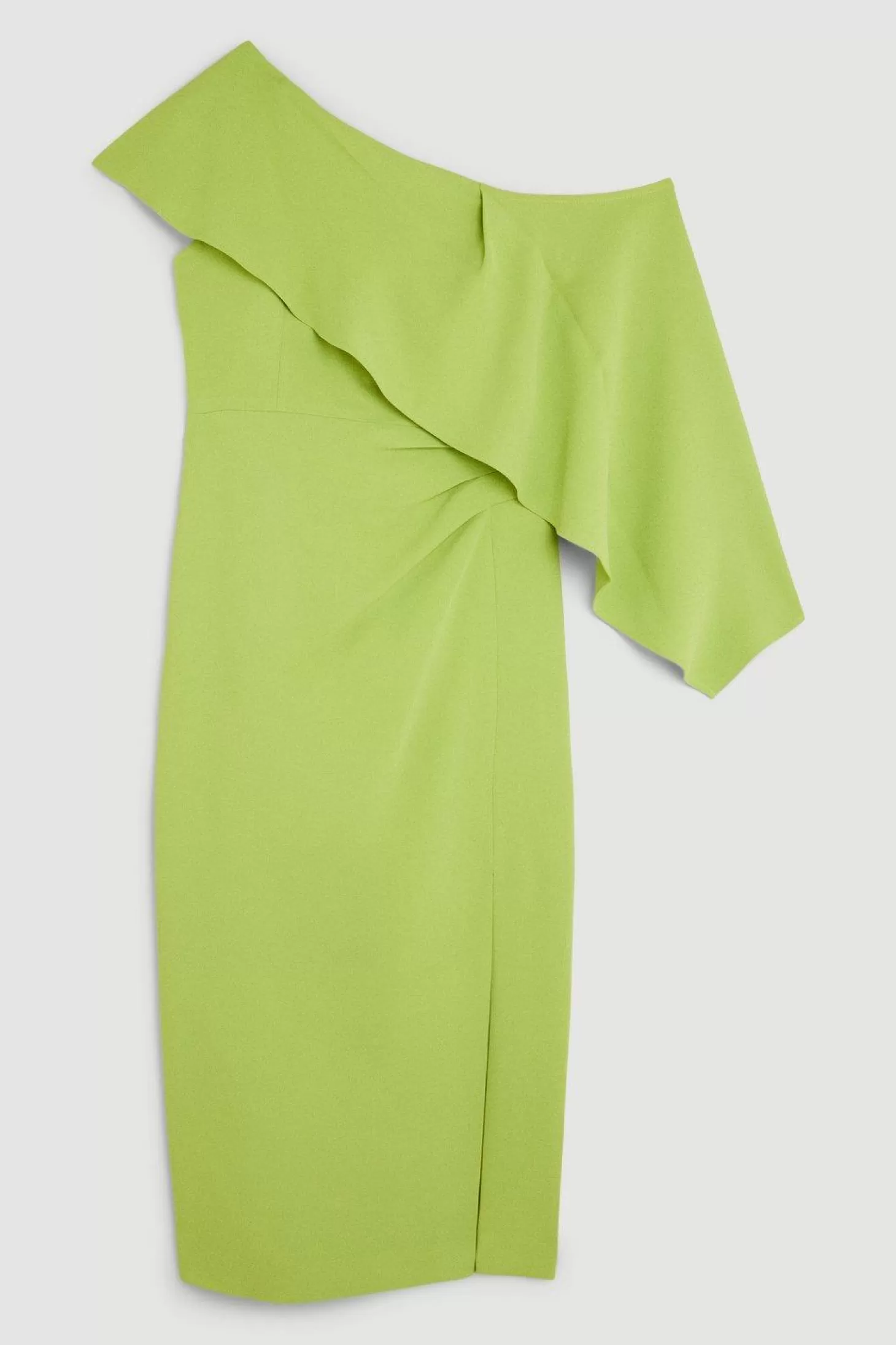 Karen Millen Compact Stretch Viscose Tailored One Shoulder Drape Detail Midi Dress