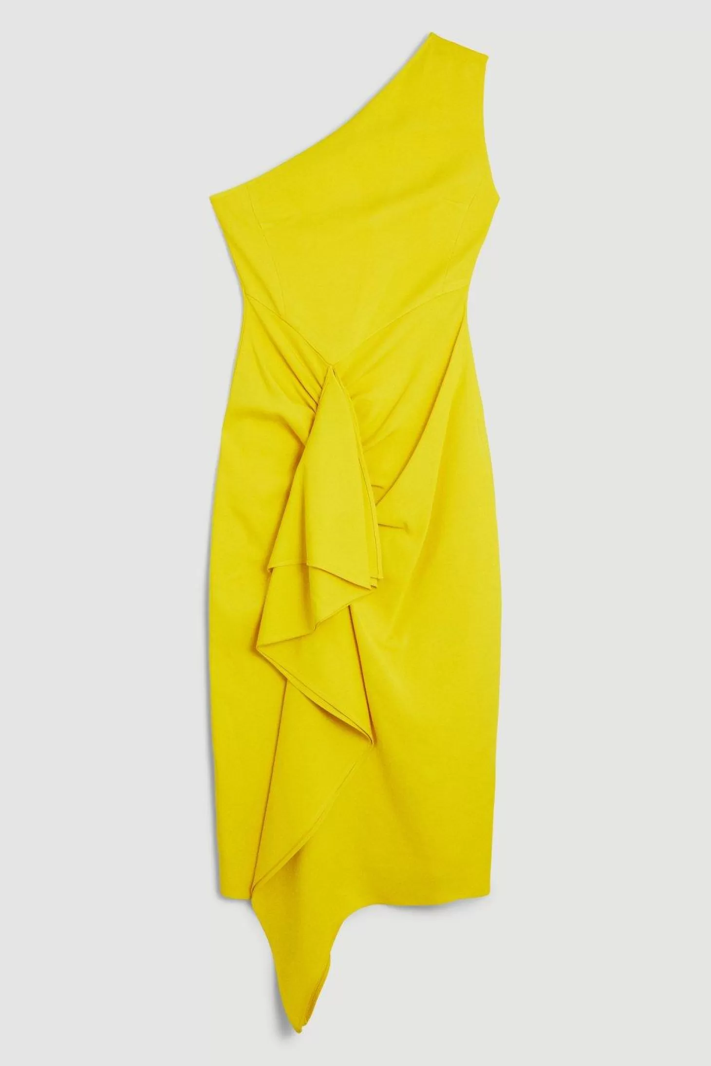 Karen Millen Compact Viscose Tailored One Shoulder Drape Front Pencil Dress