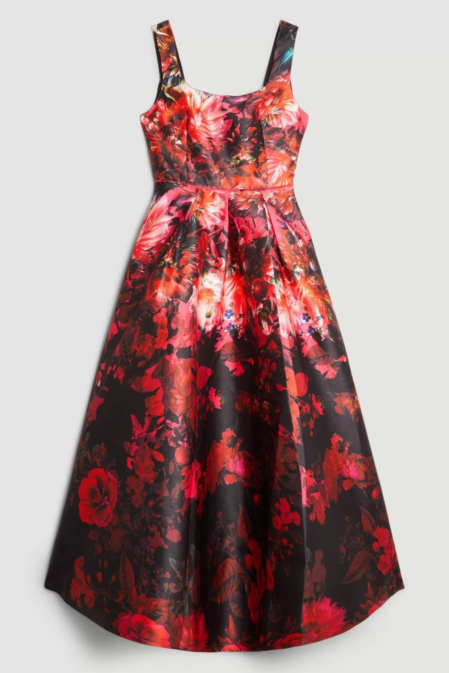 Karen Millen Print Satin Twill Woven Strappy Maxi Prom Dress