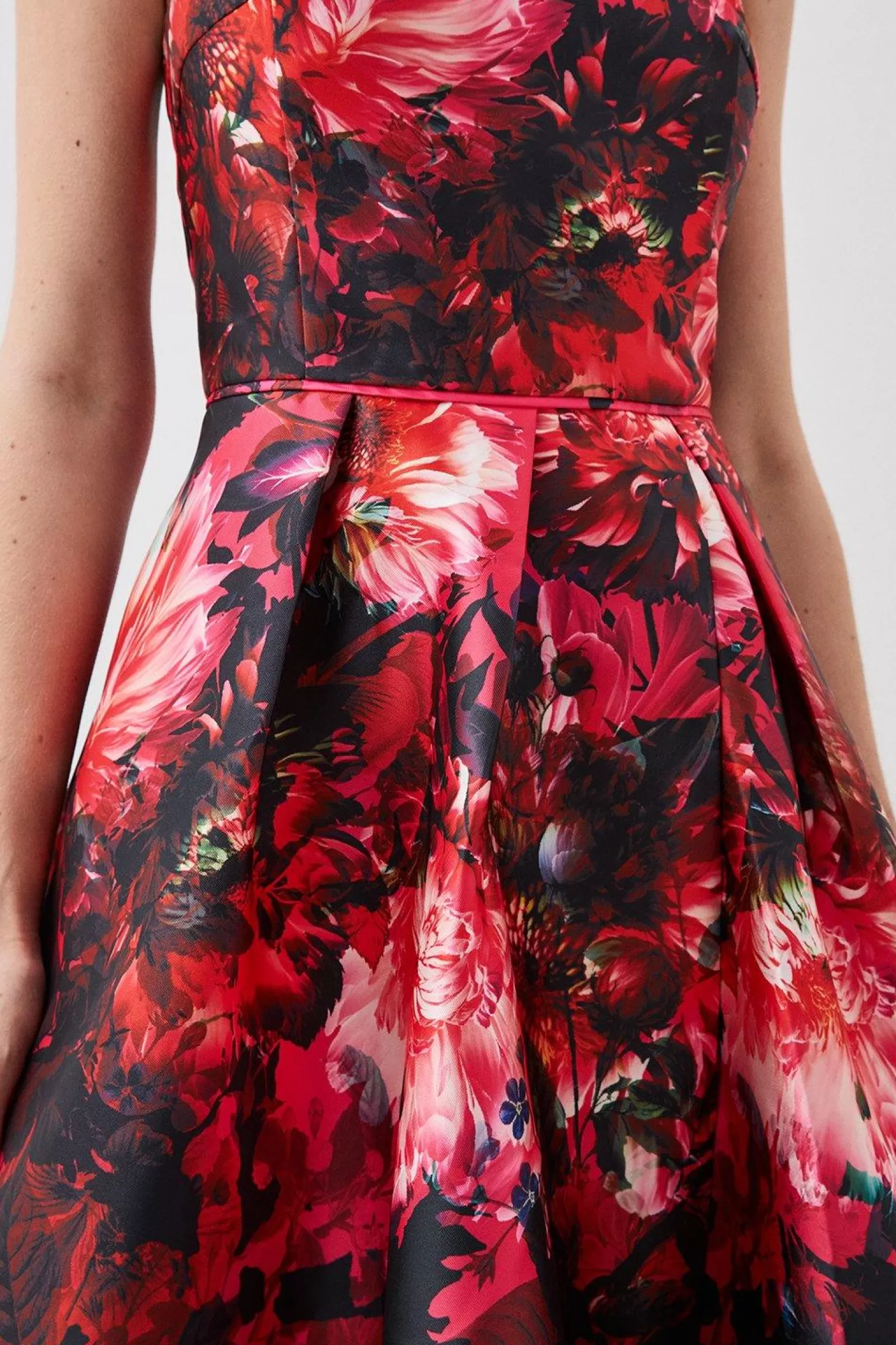 Karen Millen Print Satin Twill Woven Strappy Maxi Prom Dress