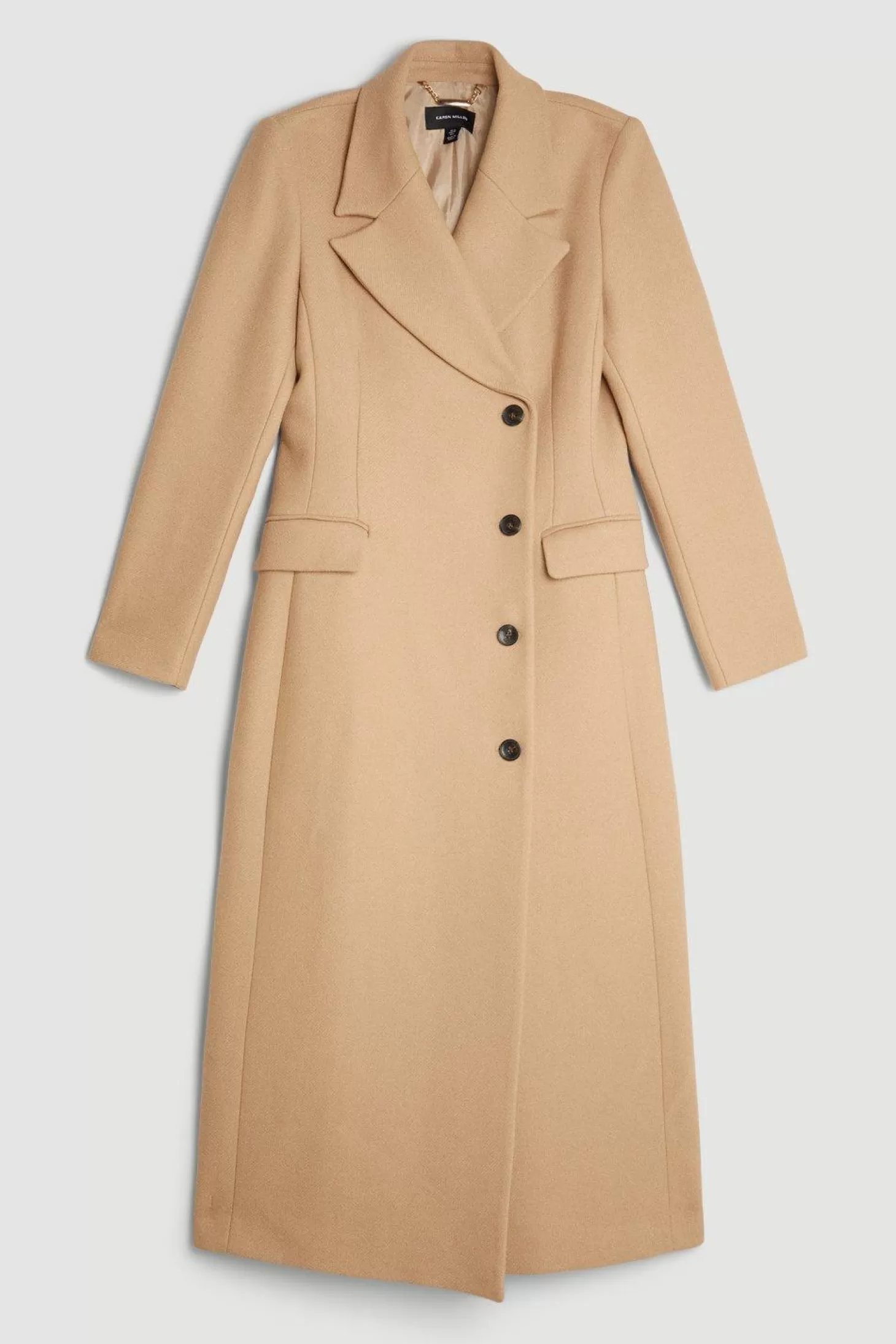 Karen Millen Italian Manteco Wool Blend Tailored Single Breasted Maxi Coat