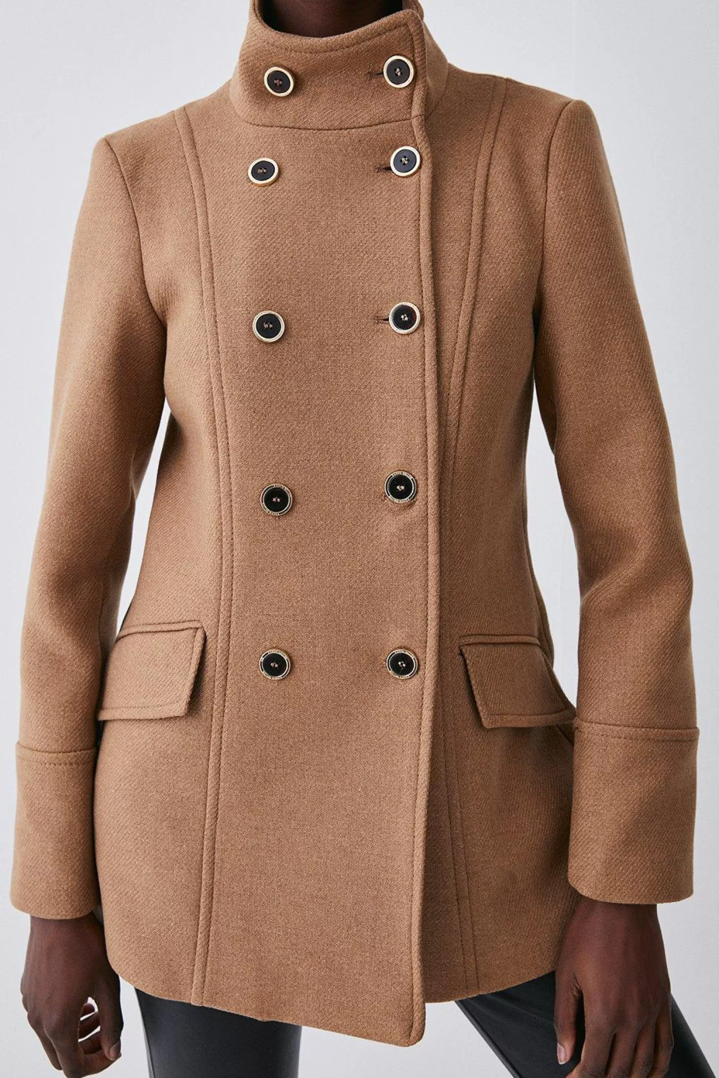 Karen Millen Italian Manteco Wool Mix Double Breasted Short Formal Coat