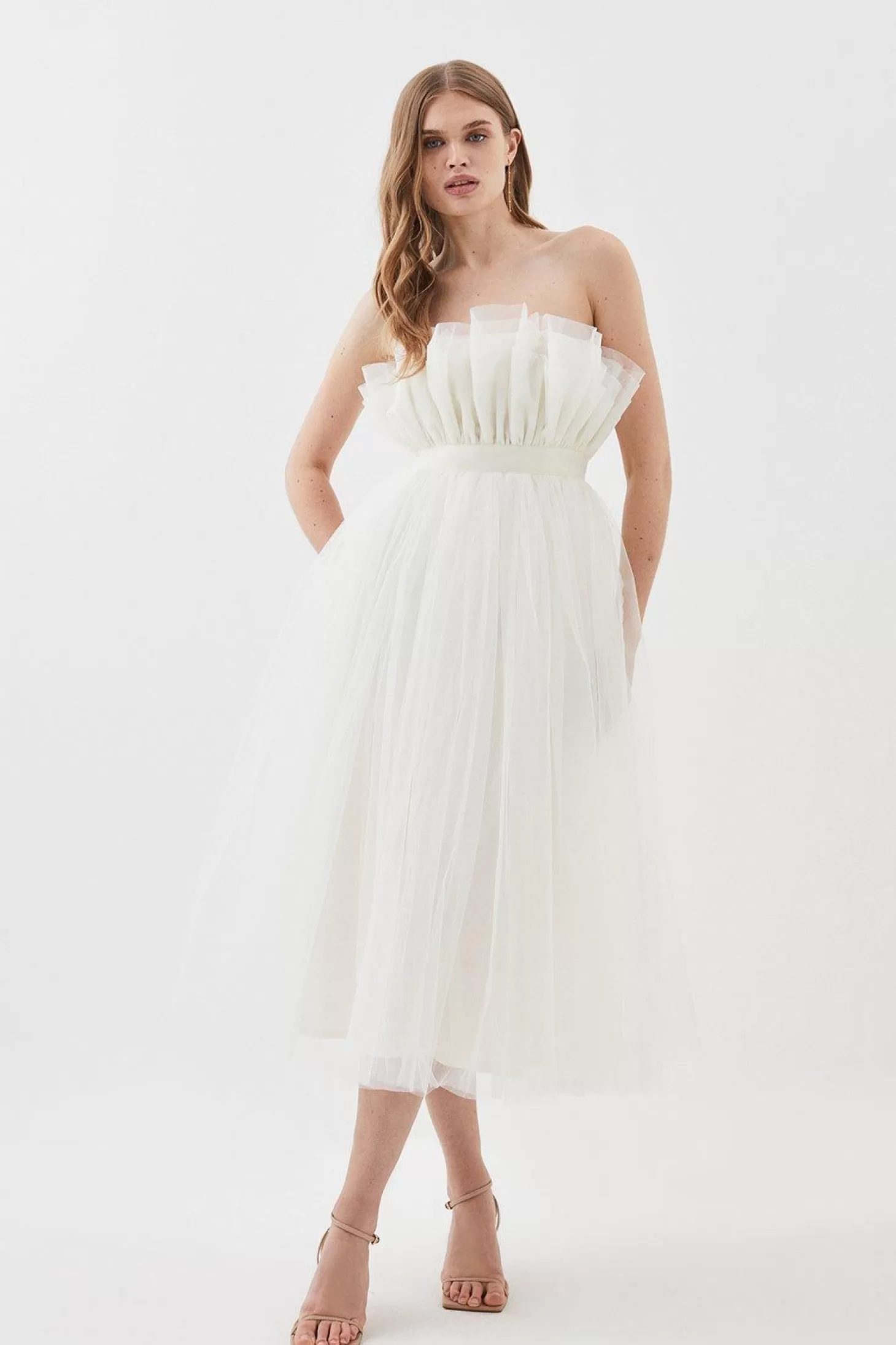 Karen Millen Lydia Millen Corseted Tulle Woven Midi Dress