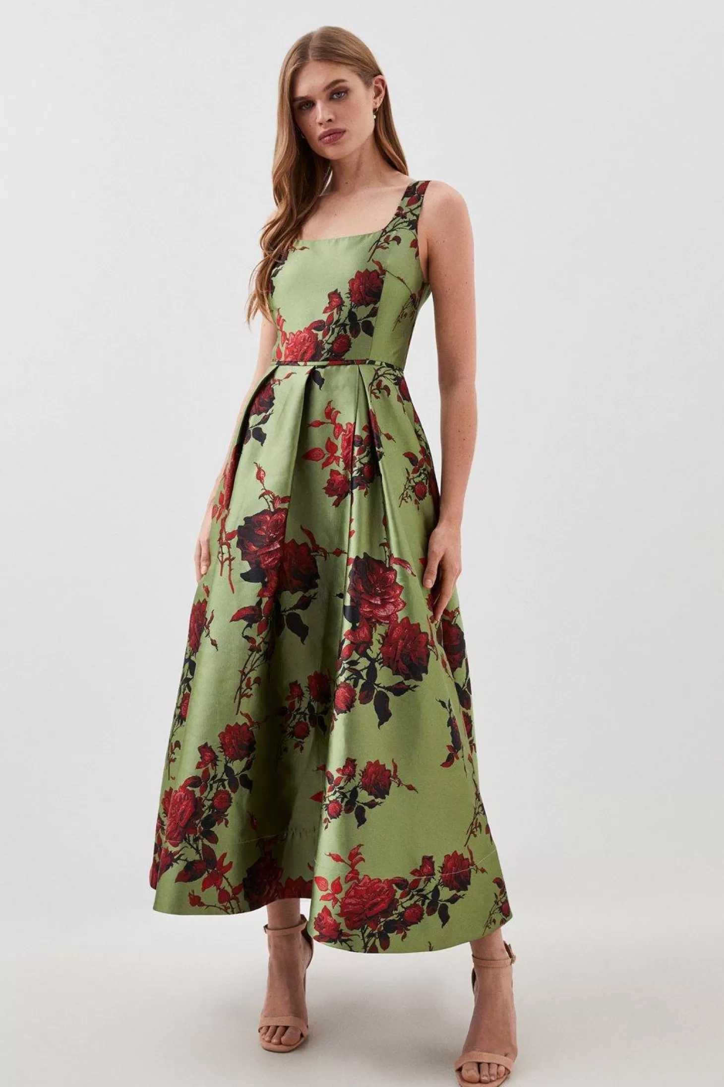 Karen Millen Lydia Millen Floral Jacquard Corseted Woven Maxi Dress