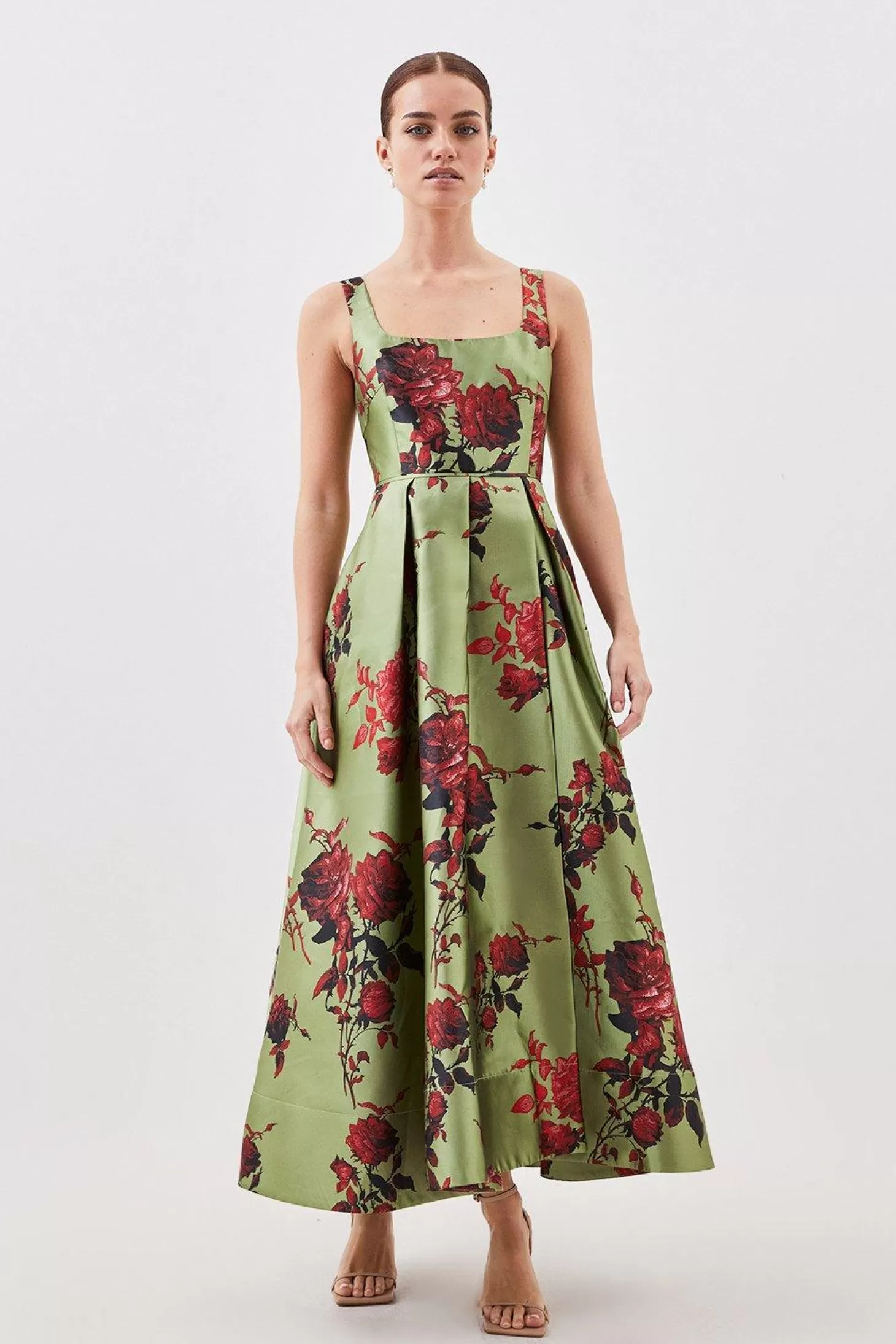 Karen Millen Lydia Millen Petite Floral Jacquard Corseted Woven Maxi Dress