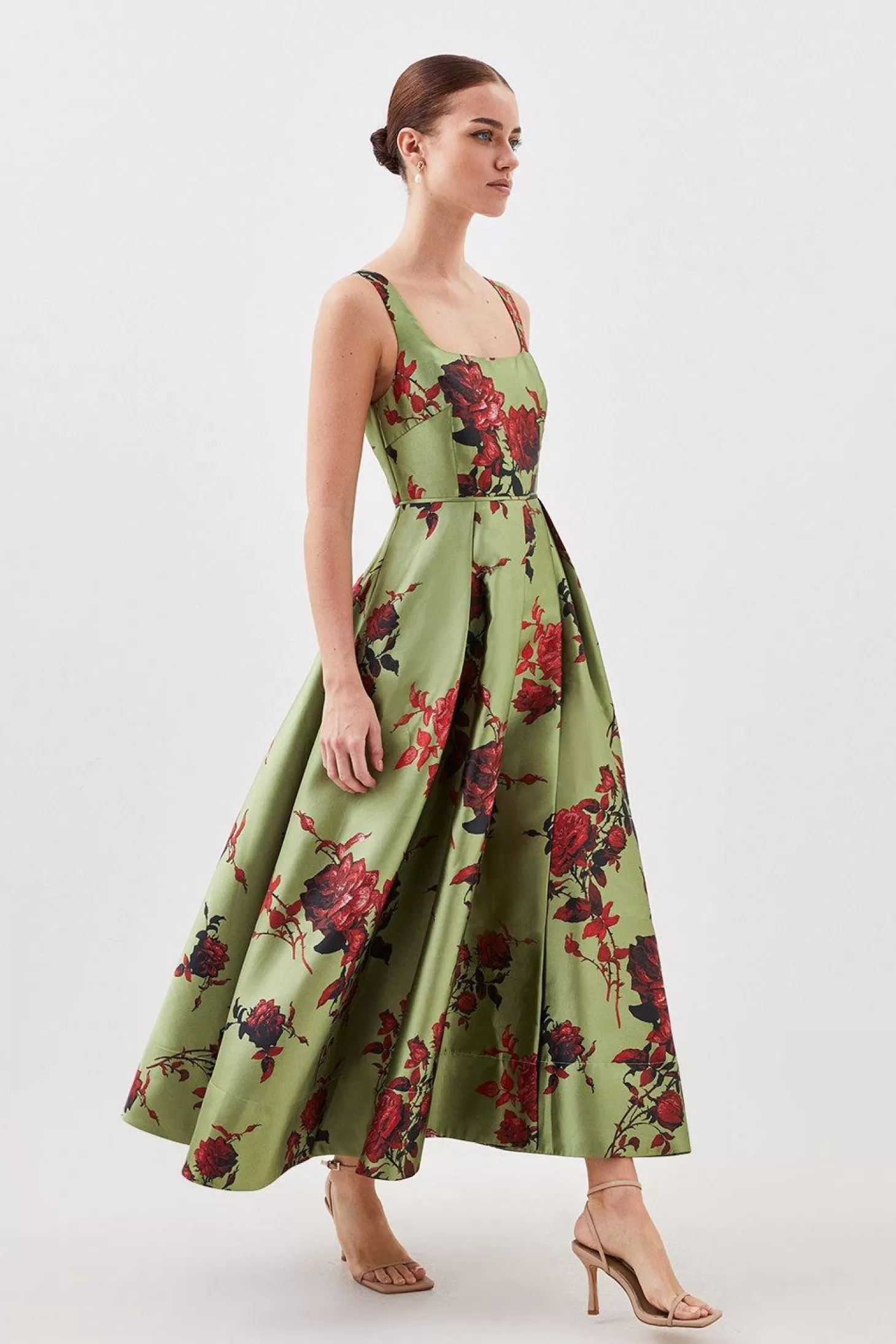 Karen Millen Lydia Millen Petite Floral Jacquard Corseted Woven Maxi Dress