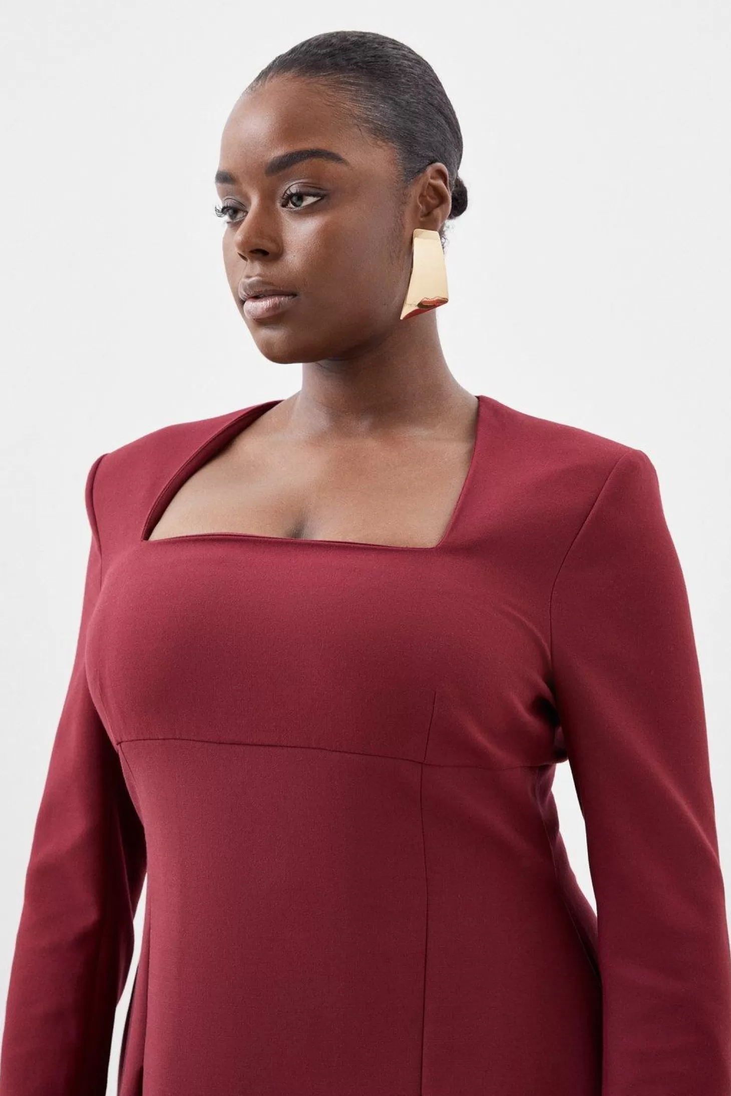 Karen Millen Lydia Millen Plus Size Clean Tailored Sweetheart Neckline Midi Dress
