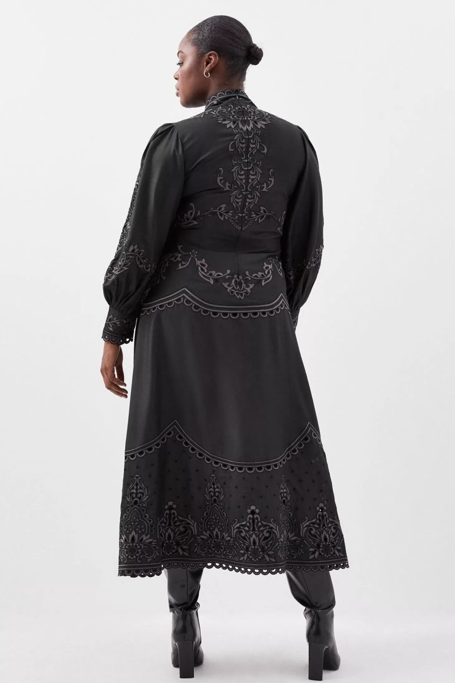 Karen Millen Lydia Millen Plus Size Cotton Cutwork Embroidered Woven Maxi Dress