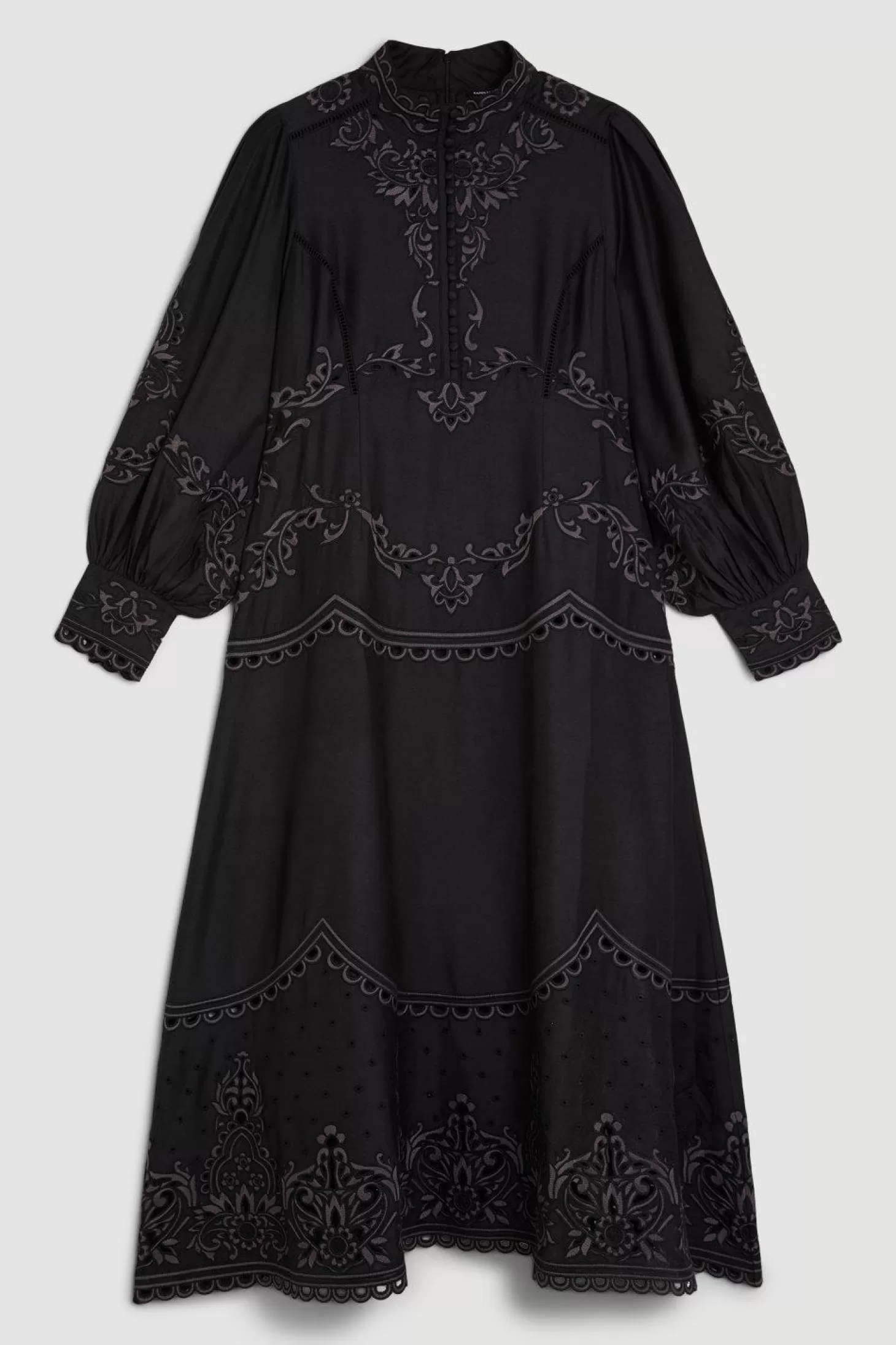 Karen Millen Lydia Millen Plus Size Cotton Cutwork Embroidered Woven Maxi Dress