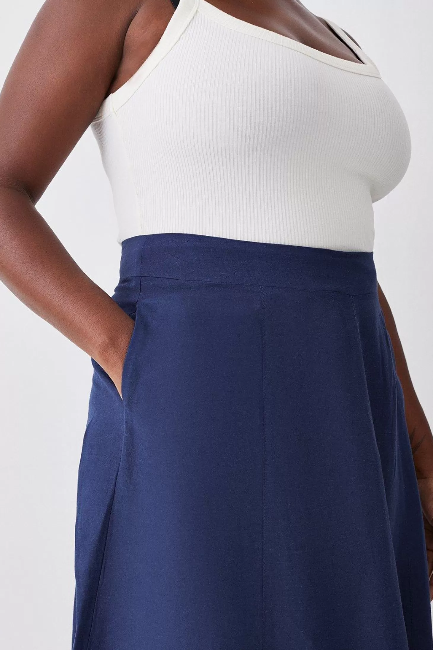 Karen Millen Lydia Millen Plus Size Linen Pleated Midi Skirt