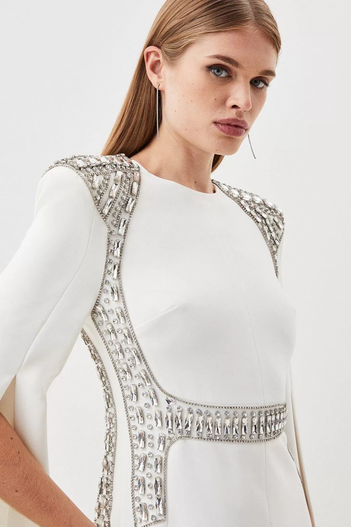 Karen Millen Petite Embellished Caddy Cape Sleeve Woven Maxi Dress