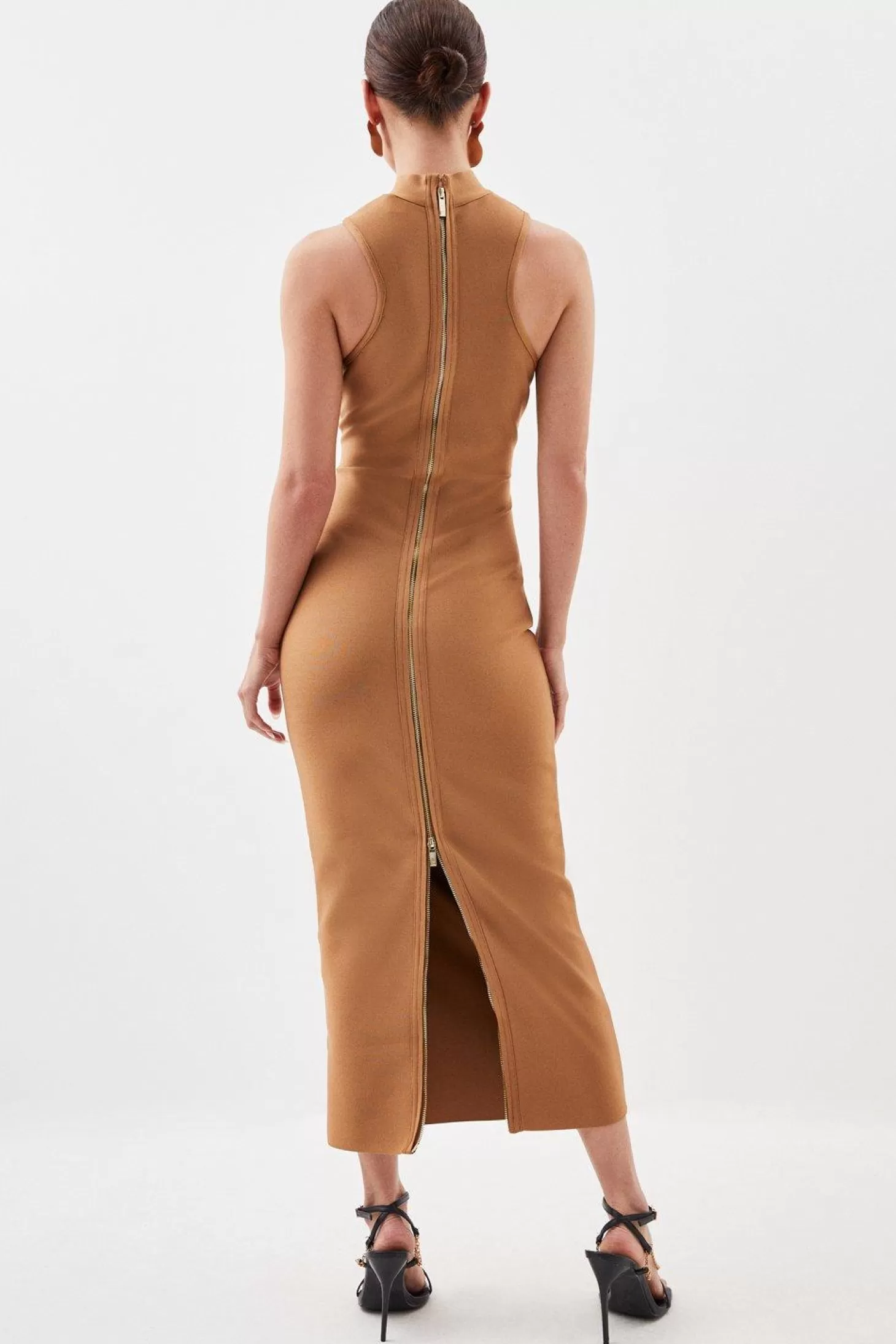 Karen Millen Petite Figure Form Bandage Racer Style Knit Midaxi Dress
