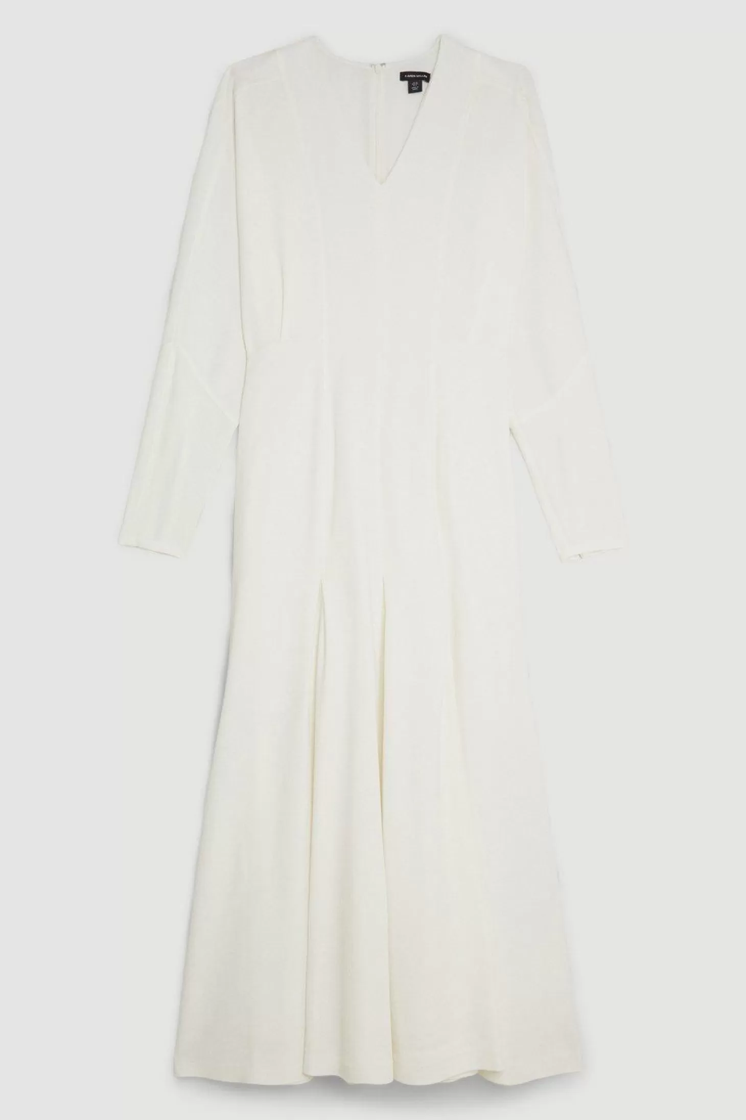 Karen Millen Petite Premium Viscose Crepe V Neck Long Sleeve Woven Midi Dress