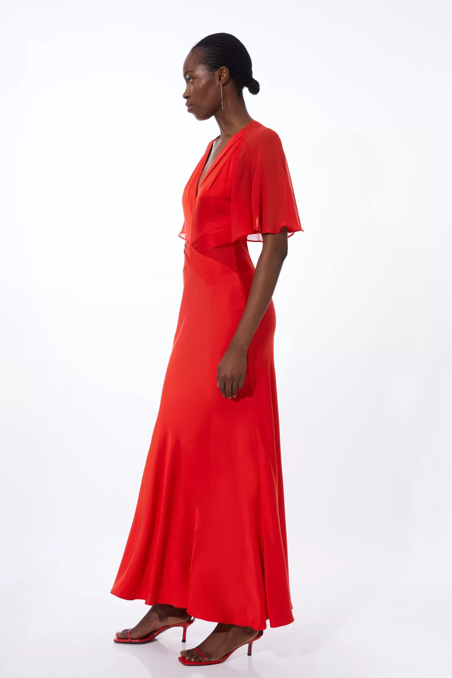 Karen Millen Petite Twist Front Viscose And Georgette Mix Woven Maxi Dress