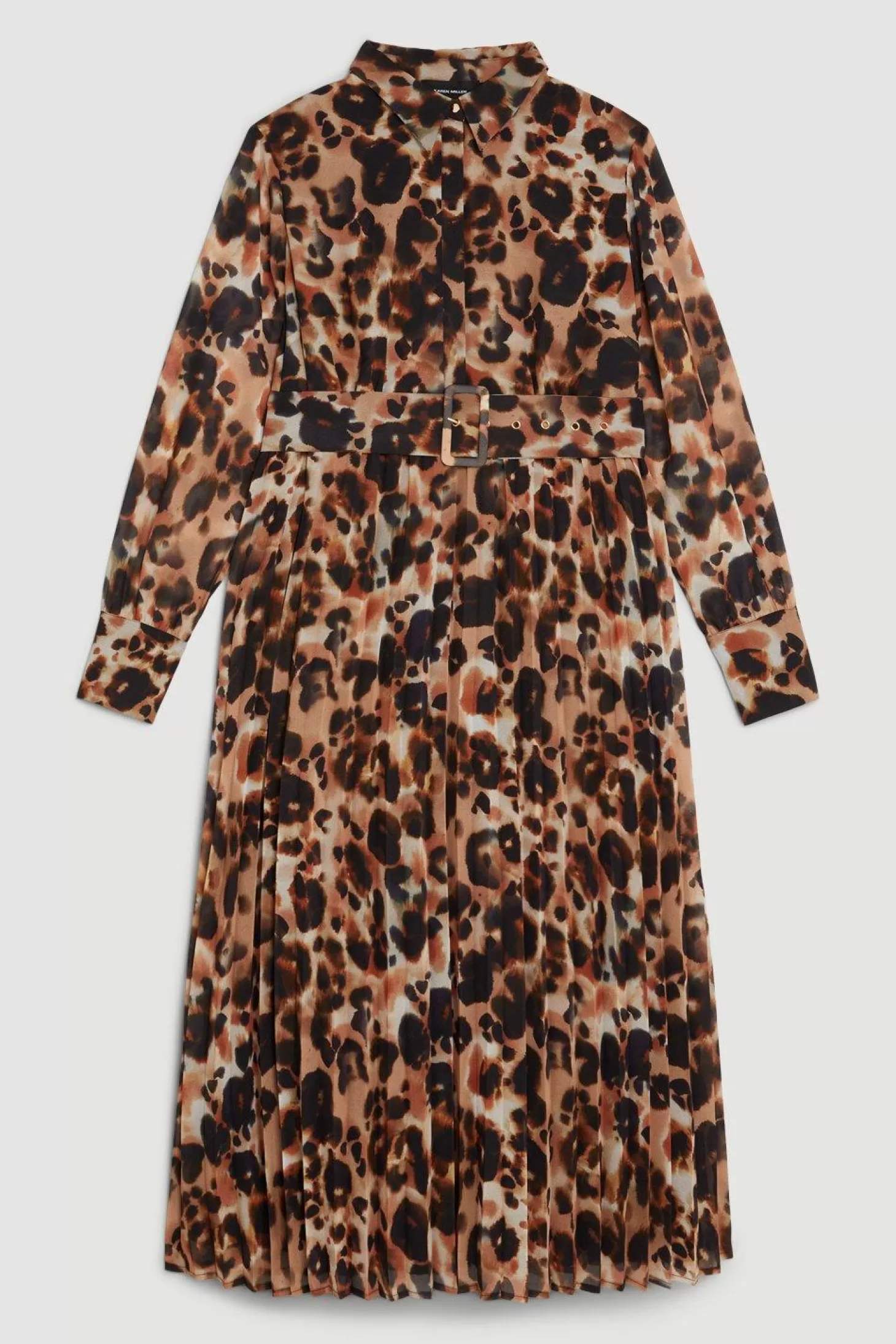 Karen Millen Plus Size Blurred Georgette Woven Shirt Midi Dress