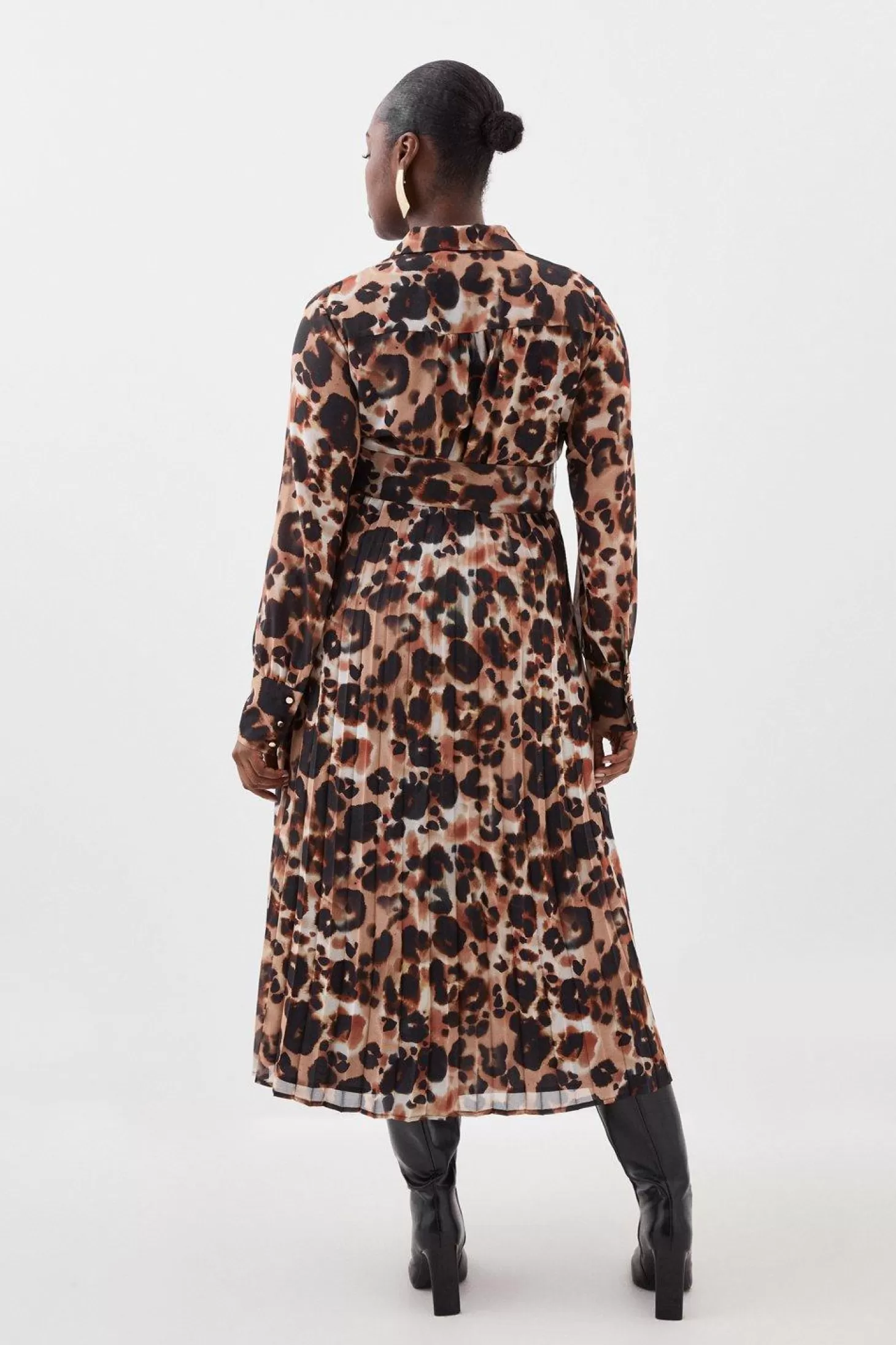 Karen Millen Plus Size Blurred Georgette Woven Shirt Midi Dress