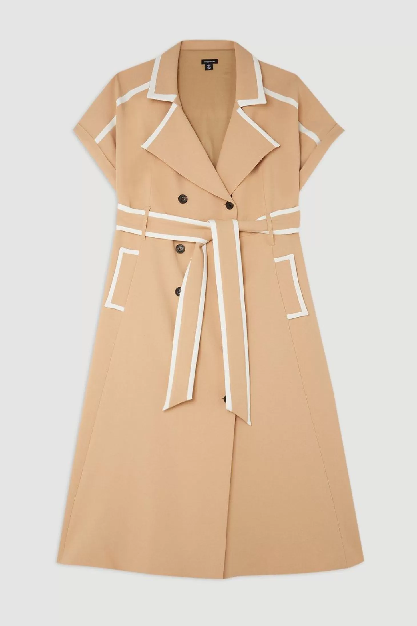 Karen Millen Plus Size Compact Stretch Tipping Detail Tailored Midi Dress