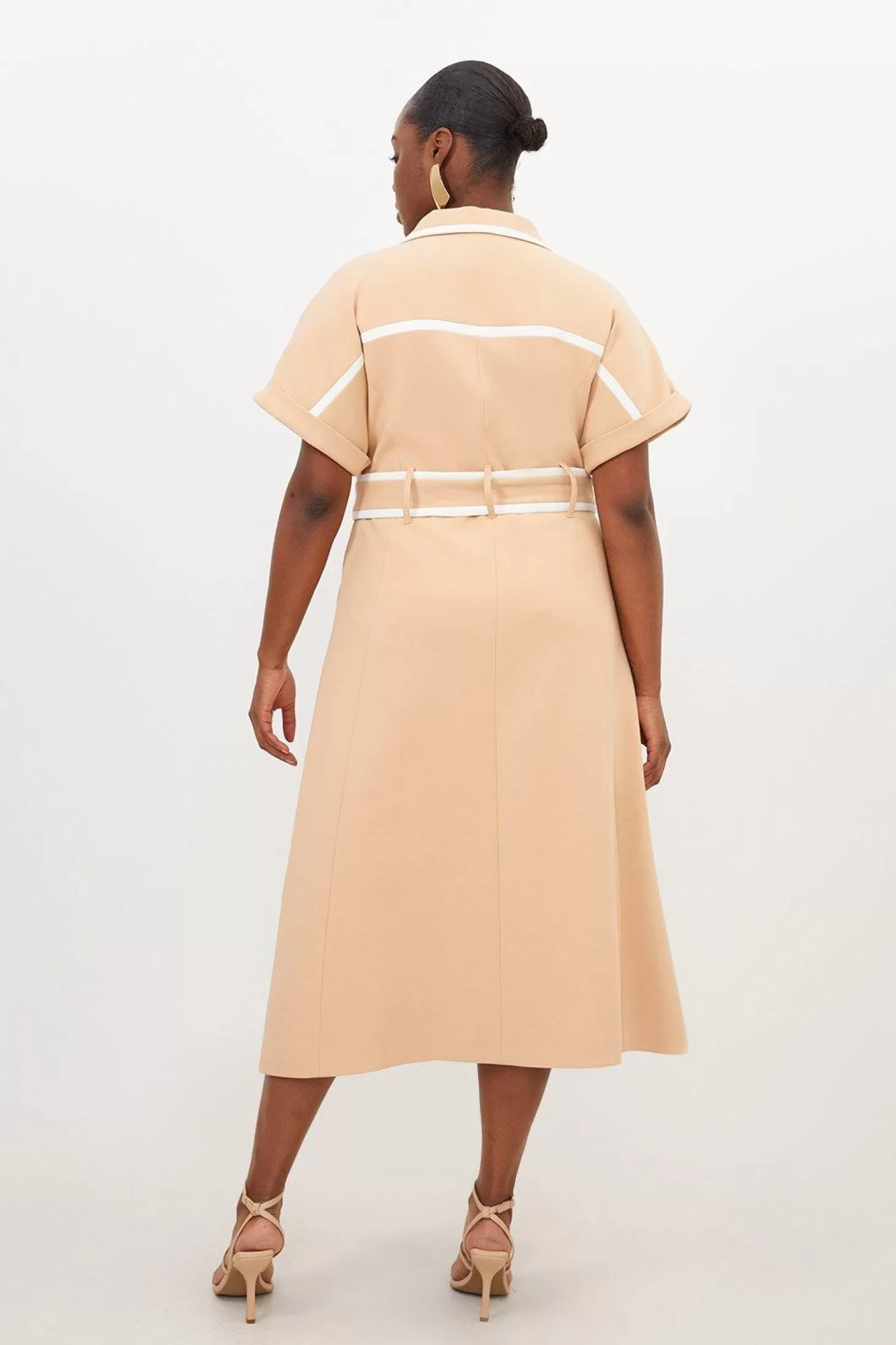 Karen Millen Plus Size Compact Stretch Tipping Detail Tailored Midi Dress