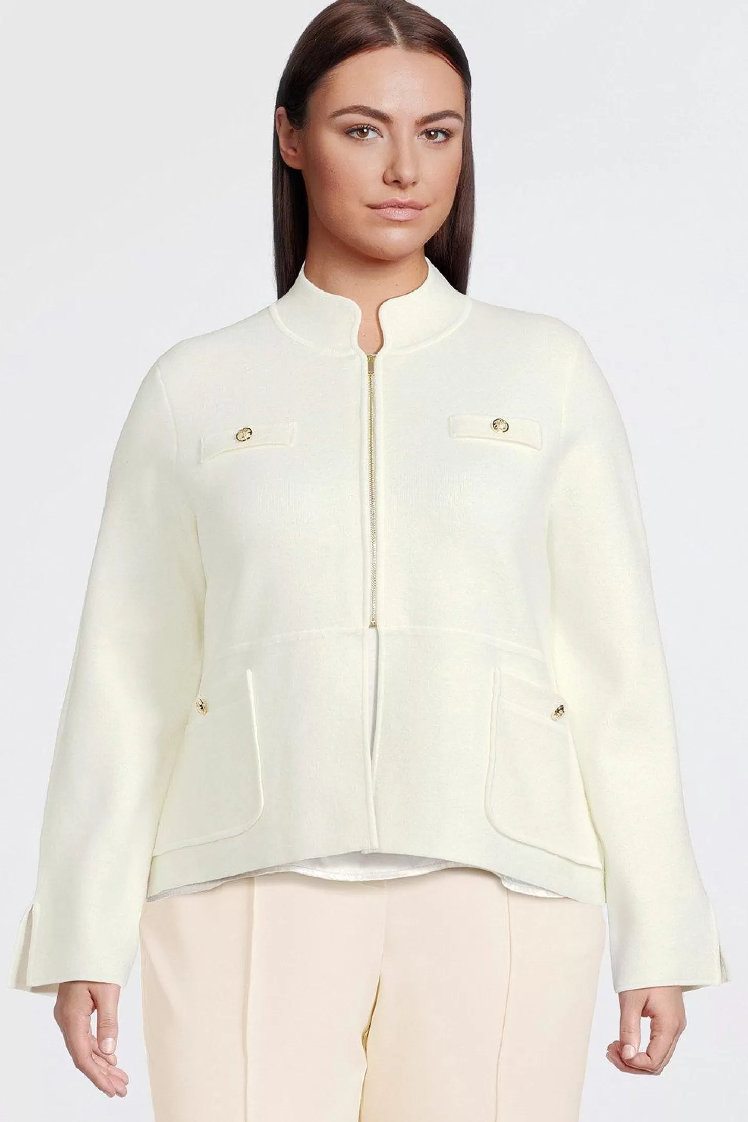 Karen Millen Plus Size Compact Wool Blend Knit Sleeve Jacket