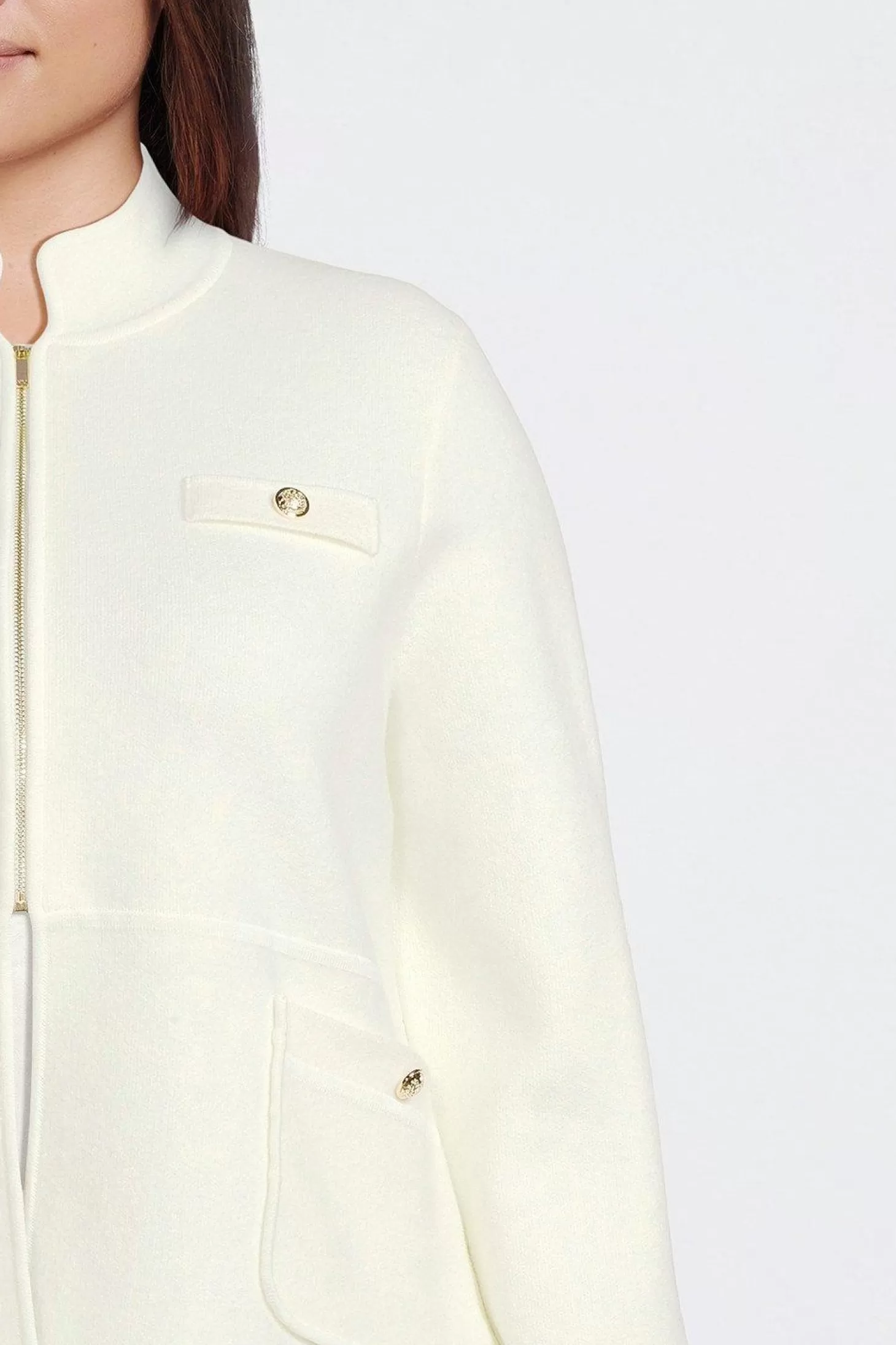 Karen Millen Plus Size Compact Wool Blend Knit Sleeve Jacket