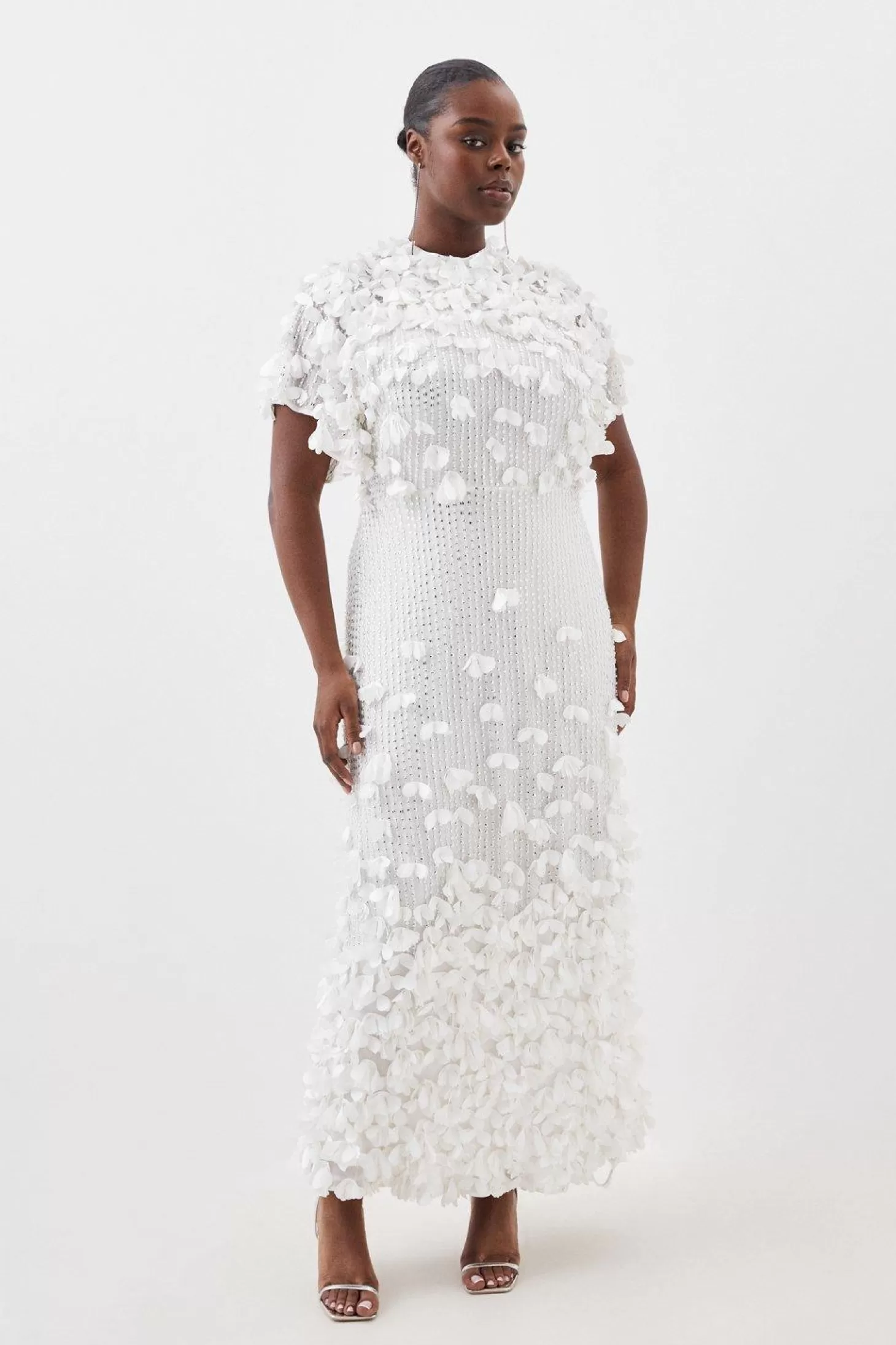 Karen Millen Plus Size Crystal Applique Angel Sleeve Midaxi Woven Dress