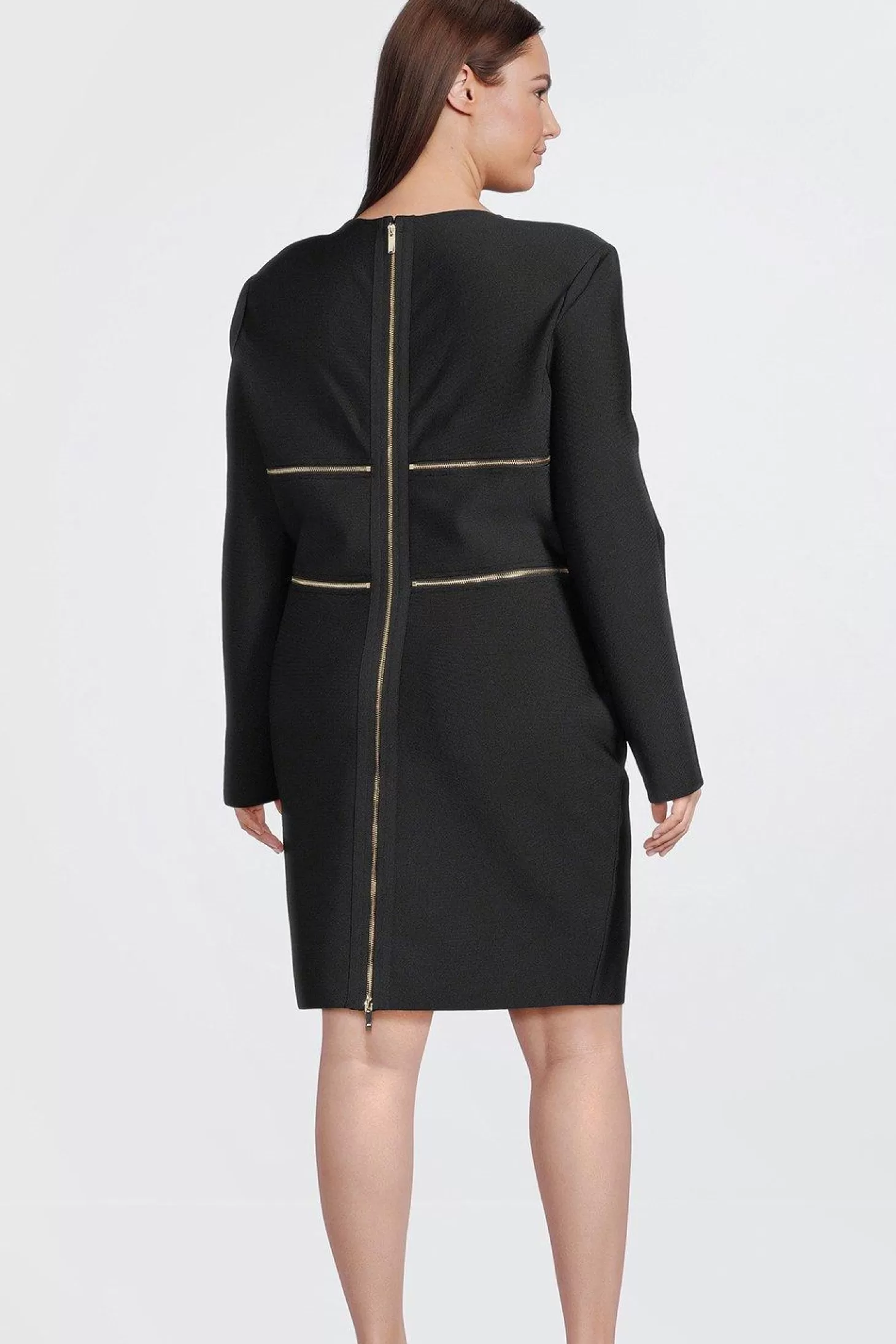 Karen Millen Plus Size Figure Form Bandage Zip Detail Mini Dress