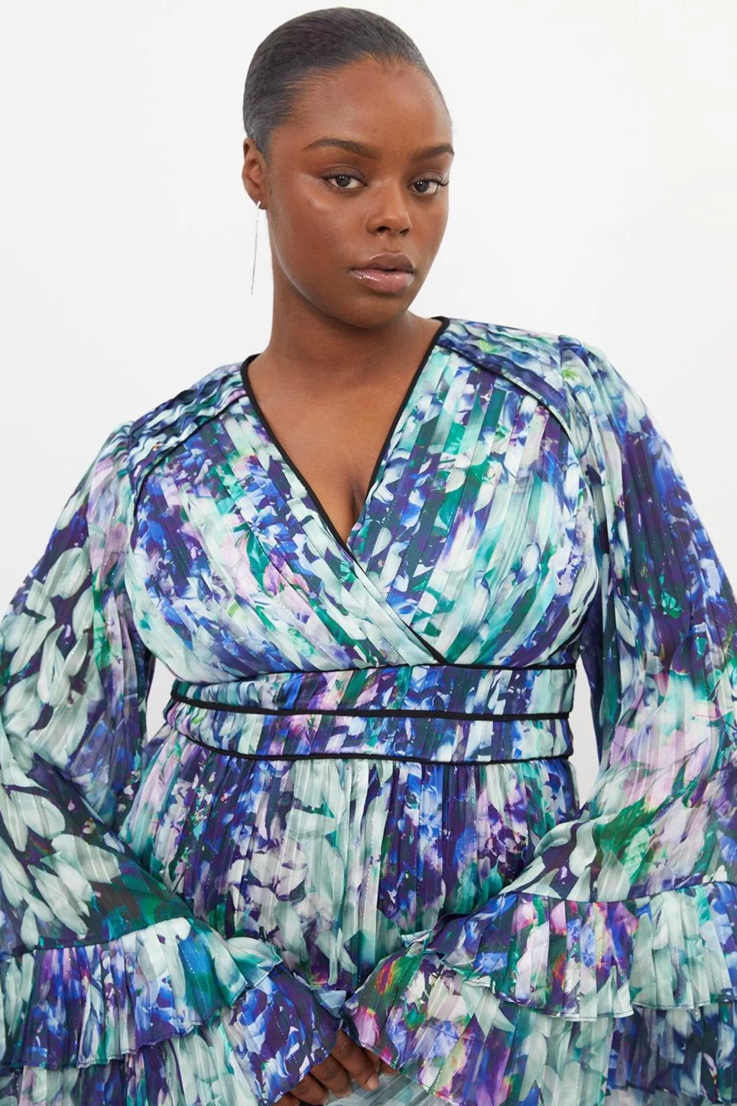 Karen Millen Plus Size Floral Drama Kimono Woven Blouse