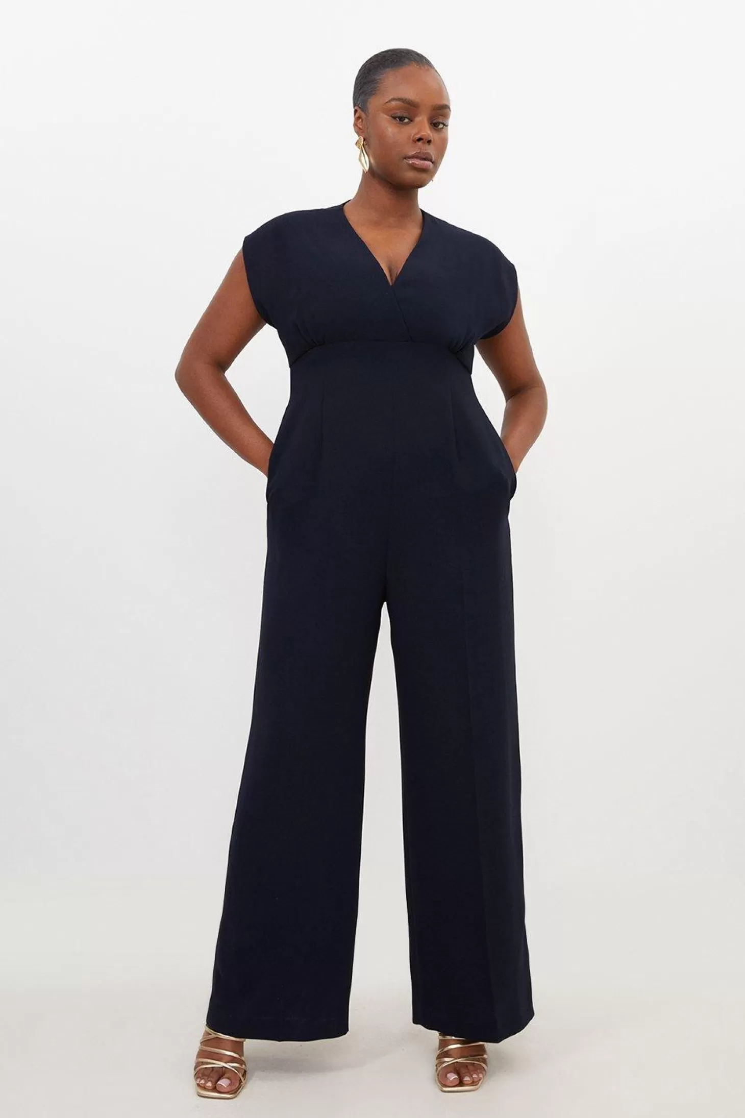 Karen Millen Plus Size Fluid Tailored Wide Leg Jumpsuit