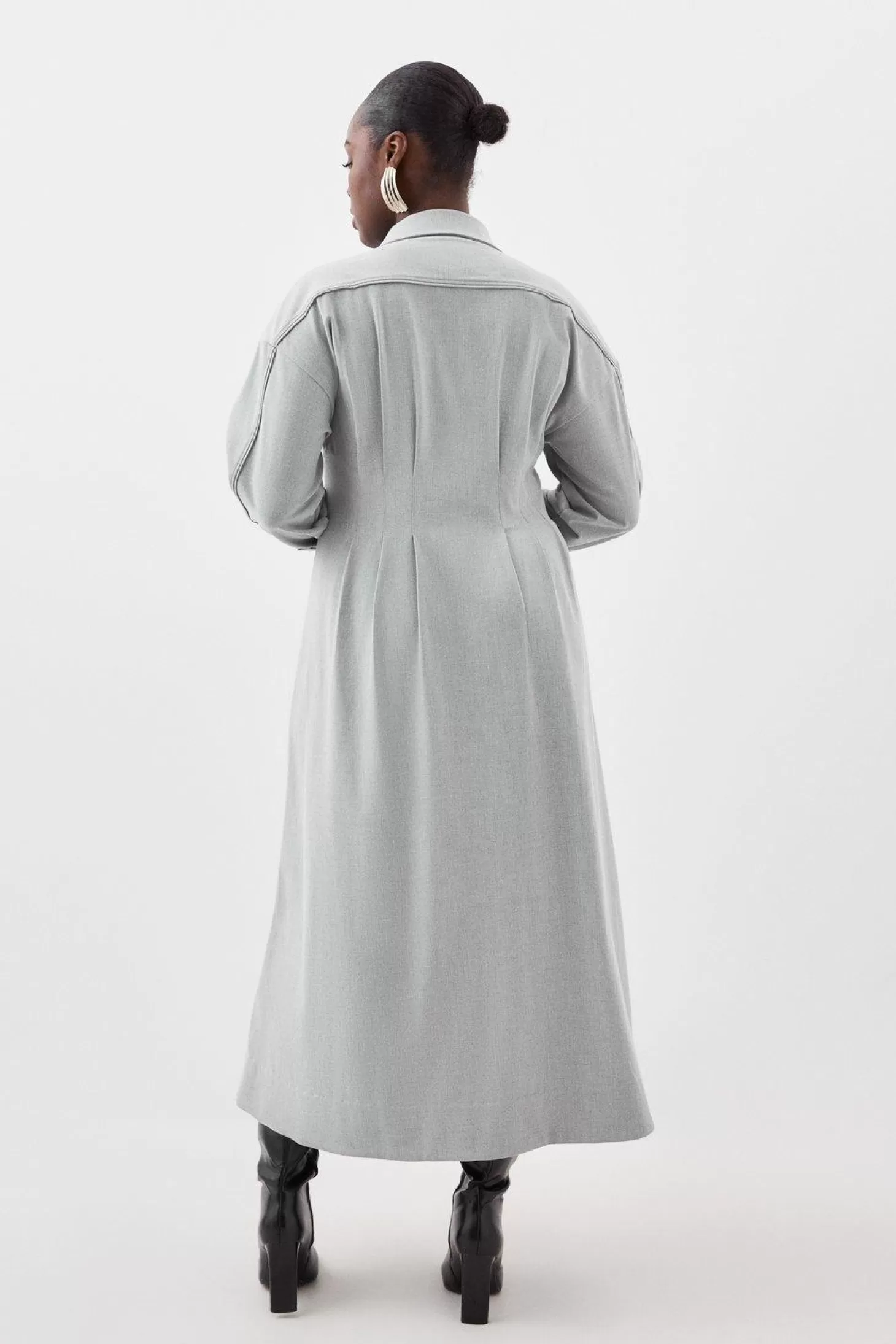 Karen Millen Plus Size Wool Mix Shirt Midi Dress