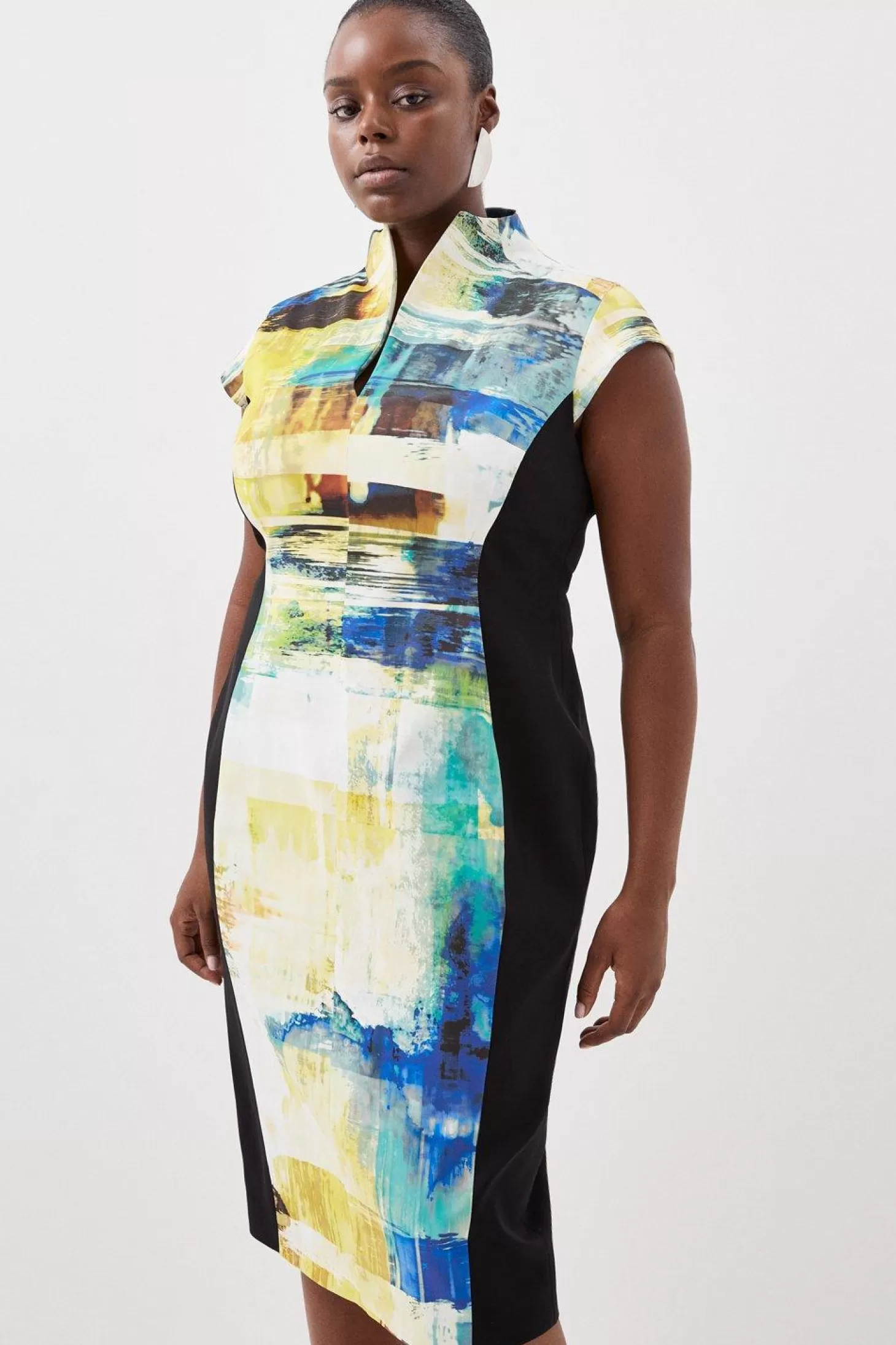 Karen Millen Plus Size Italian Signature Stretch Mineral Midi Dress