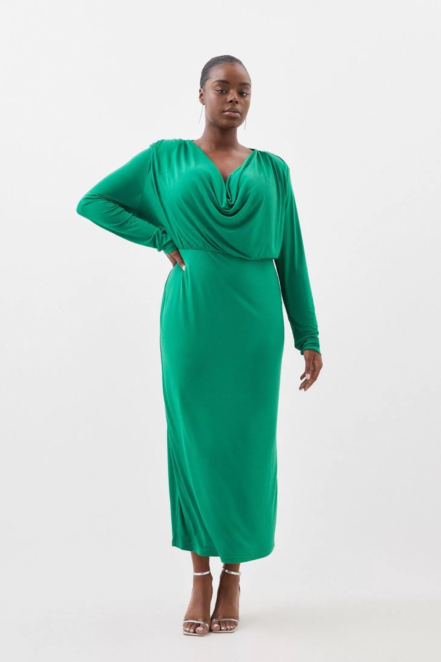 Karen Millen Plus Size Jersey Crepe Midaxi Cowl Neck Dress