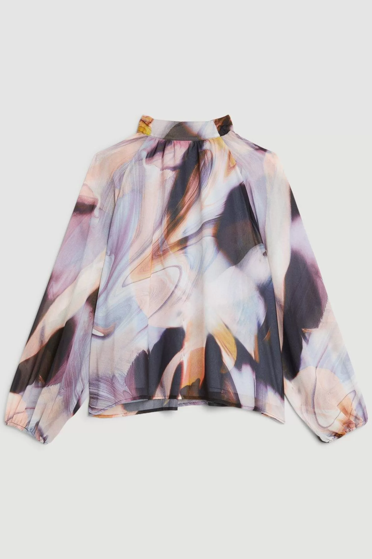 Karen Millen Plus Size Marble Print Georgette Woven Top