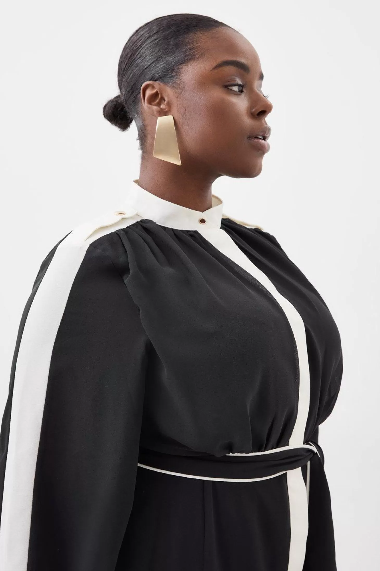 Karen Millen Plus Size Military Mono Belted Woven Mini Dress