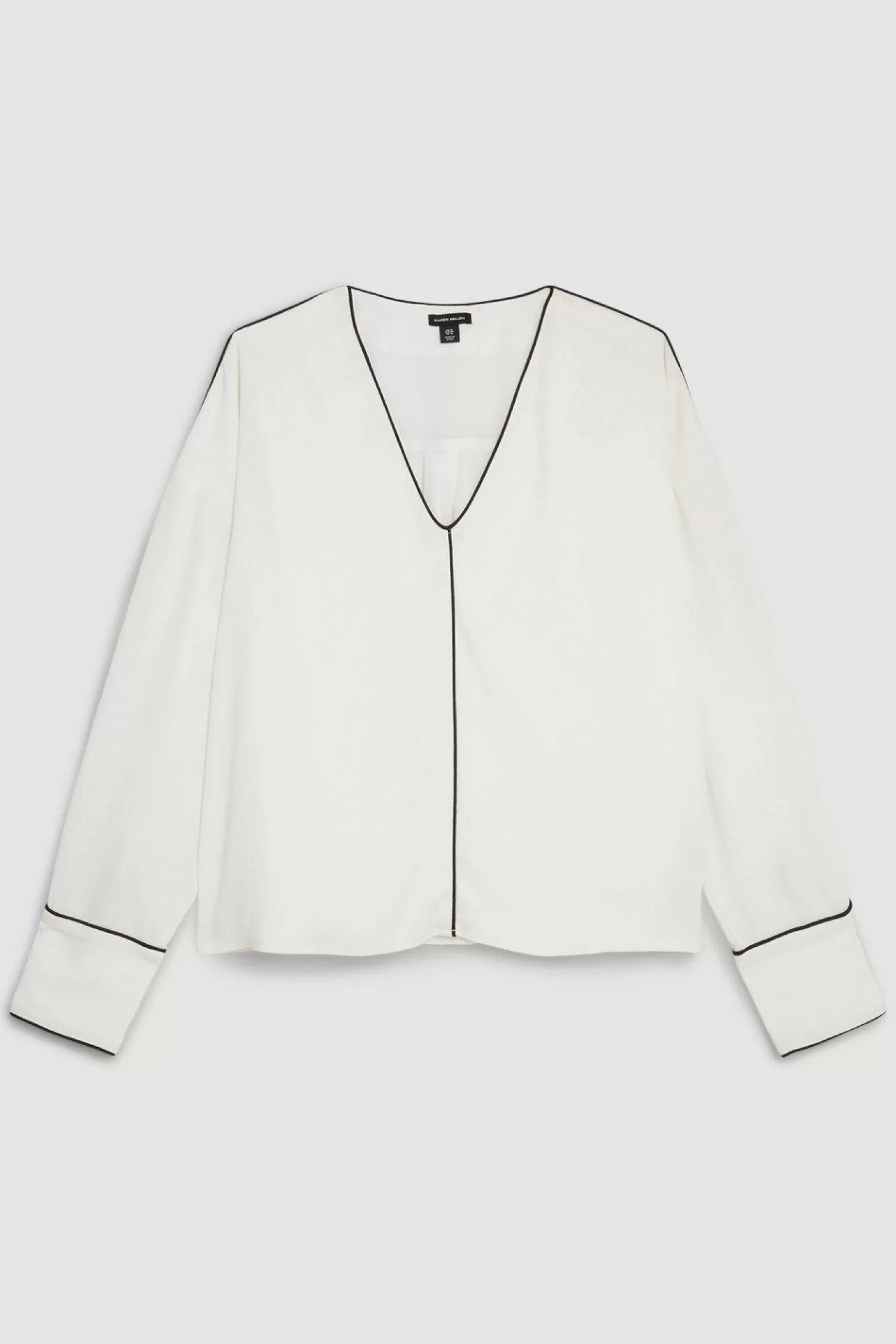 Karen Millen Plus Size Mono Satin Back Woven Crepe Contrast Blouse