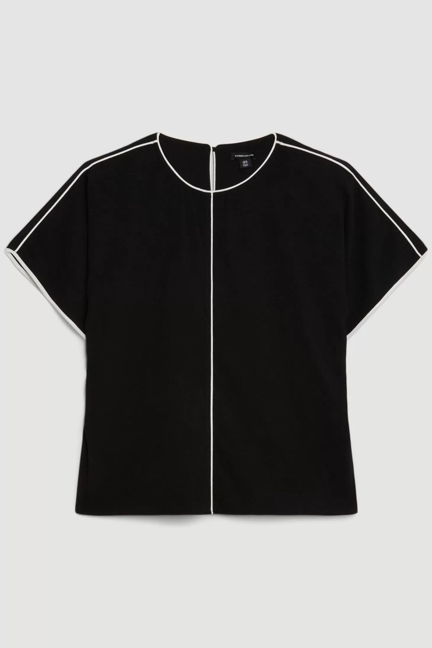 Karen Millen Plus Size Mono Satin Woven Crepe Contrast Batwing Blouse