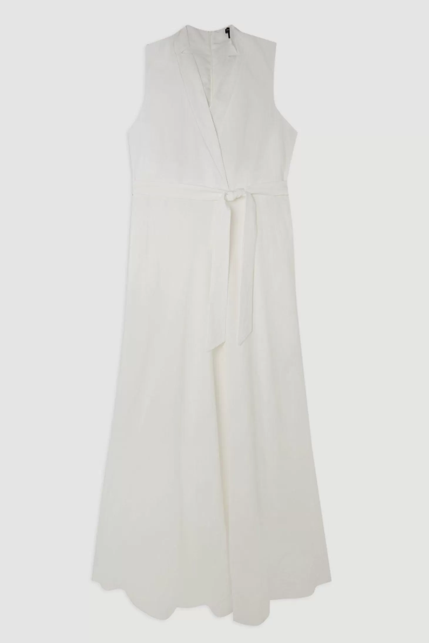 Karen Millen Plus Size Premium Tailored Linen Notch Neck Belted Dress