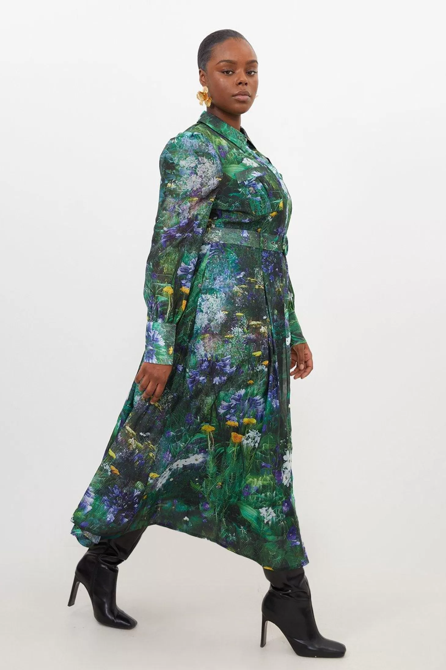 Karen Millen Plus Size Scenic Printed Organdie Maxi Dress