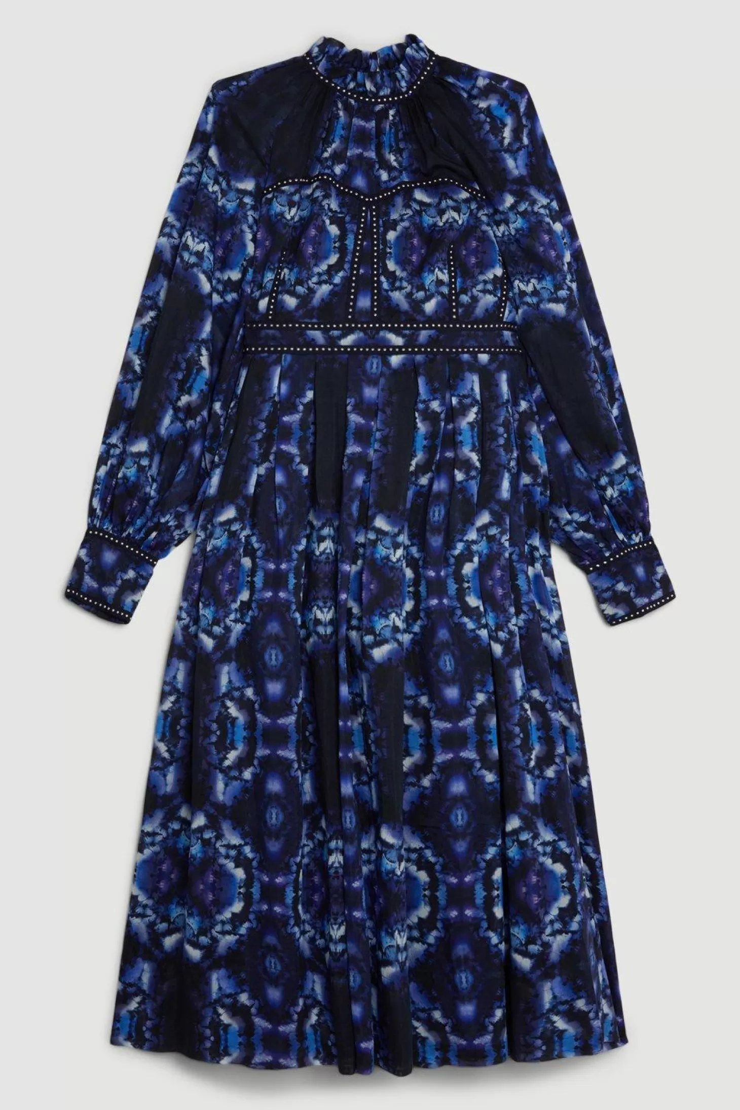 Karen Millen Plus Size Silk Cotton Border Print Woven Midi Dress