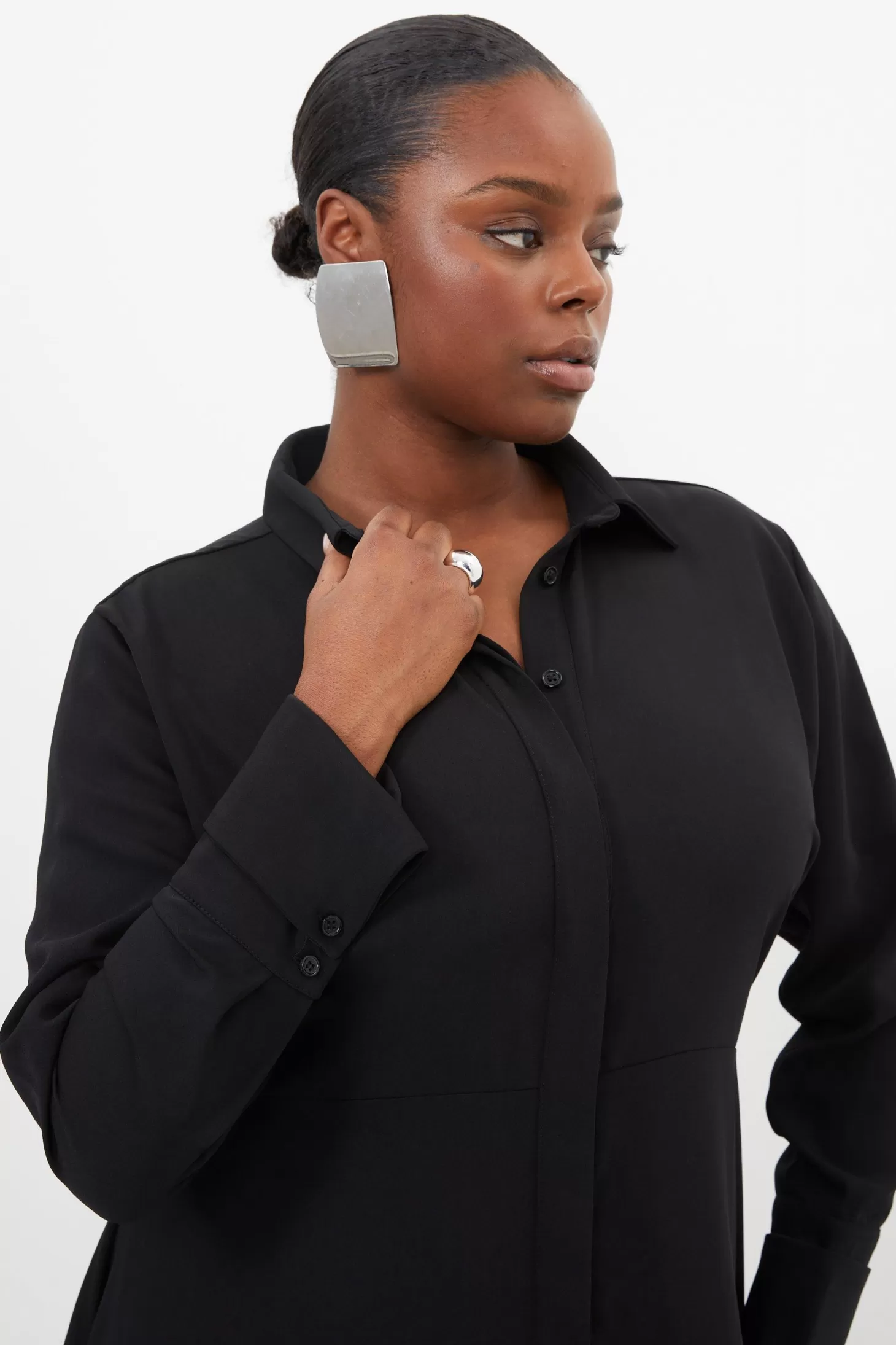 Karen Millen Plus Size Soft Tailored Belted Maxi Shirt Dress