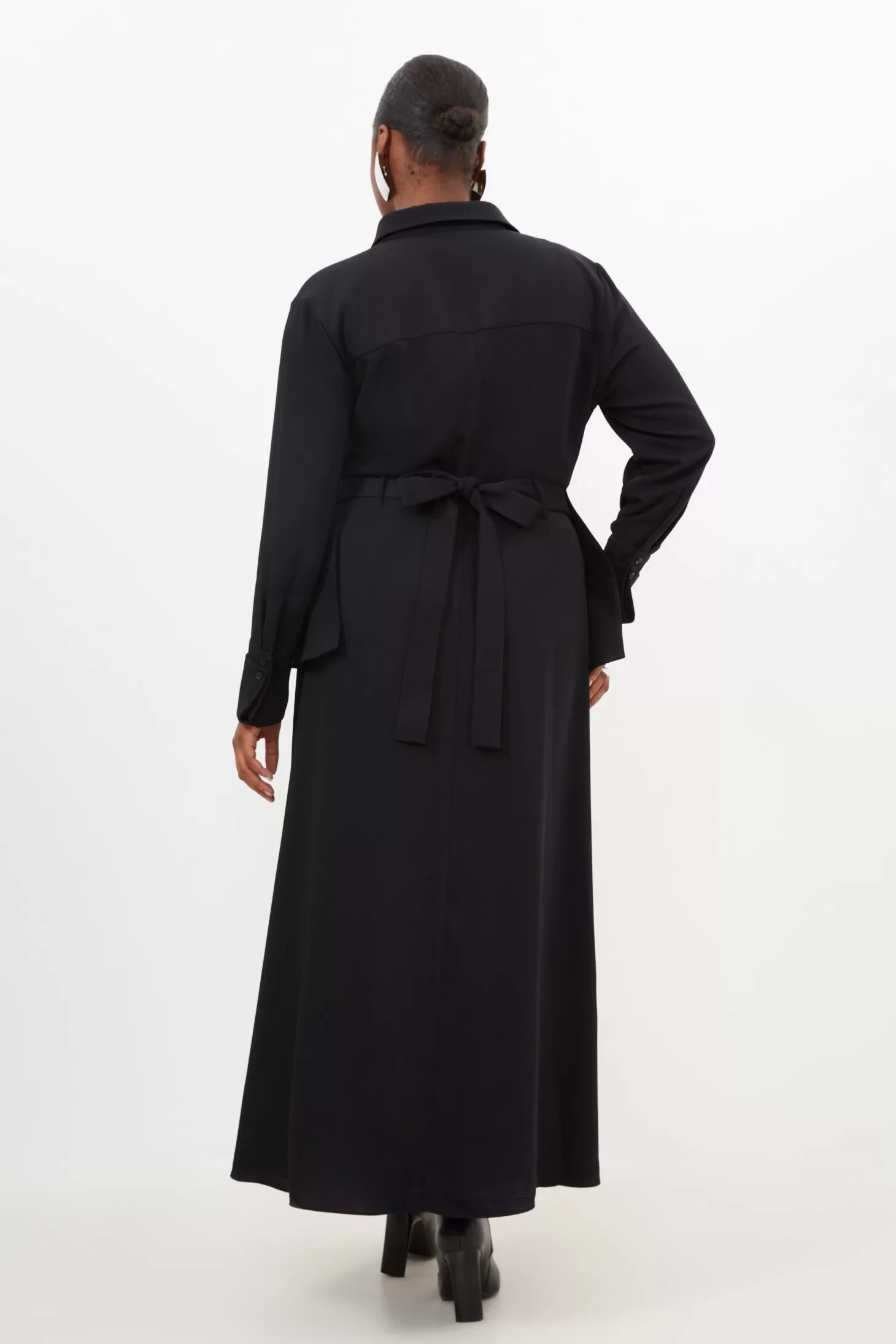Karen Millen Plus Size Soft Tailored Belted Maxi Shirt Dress