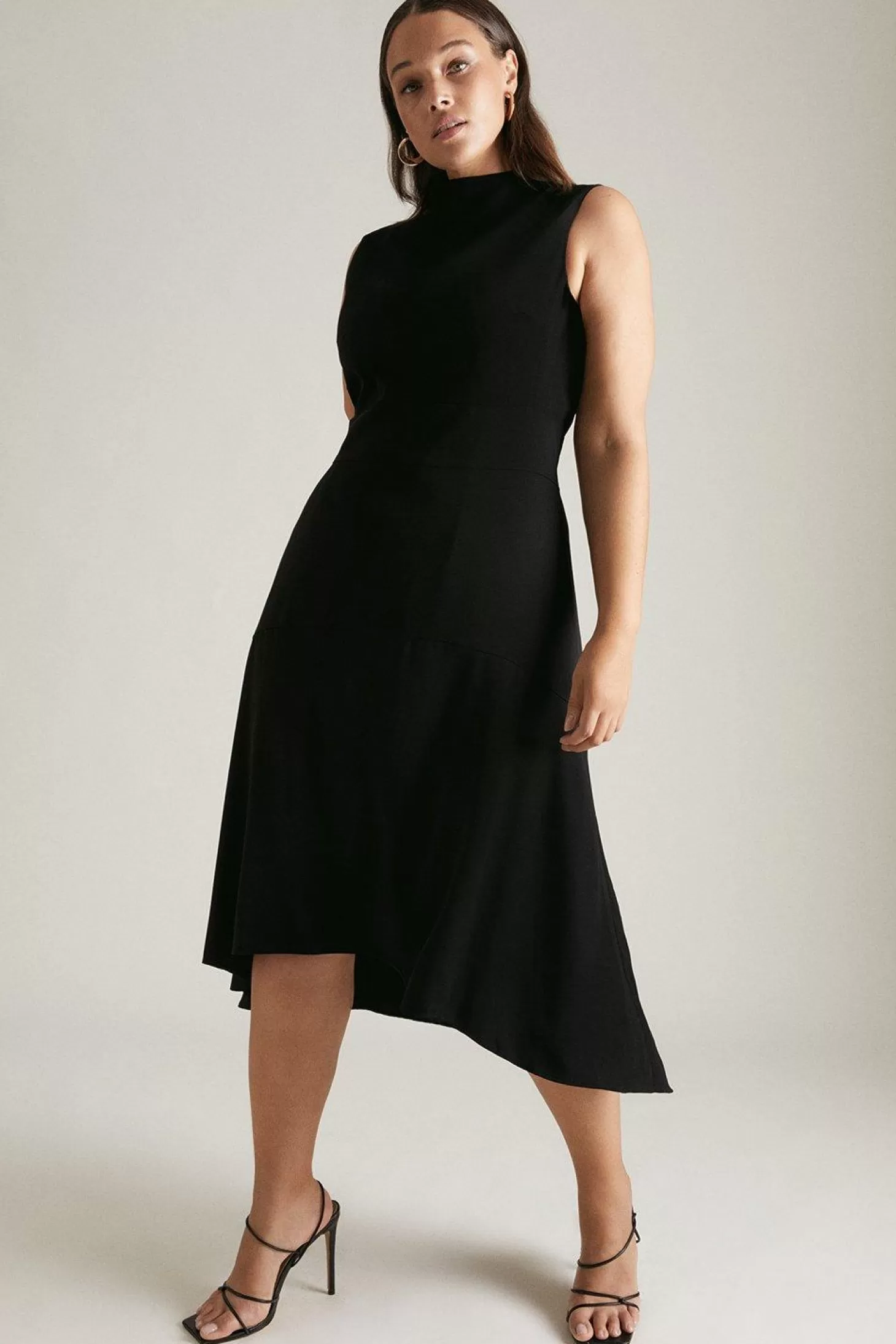 Karen Millen Plus Size Soft Tailored High Low Midi Dress