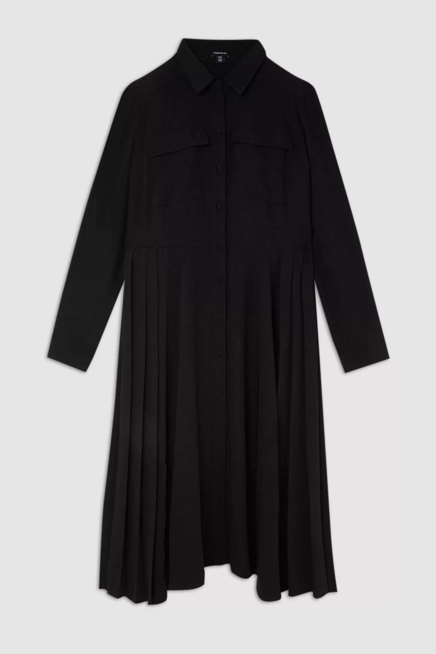 Karen Millen Plus Size Soft Tailored Pleated Pocket Detail Shirt Dress