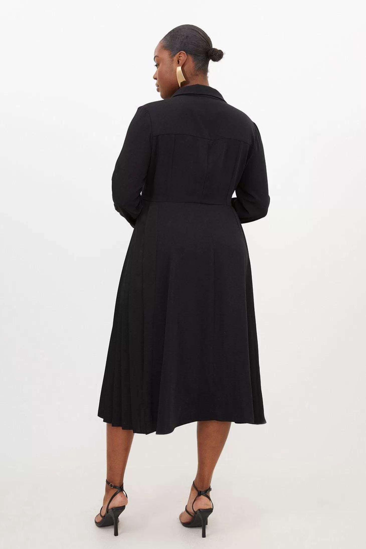 Karen Millen Plus Size Soft Tailored Pleated Pocket Detail Shirt Dress