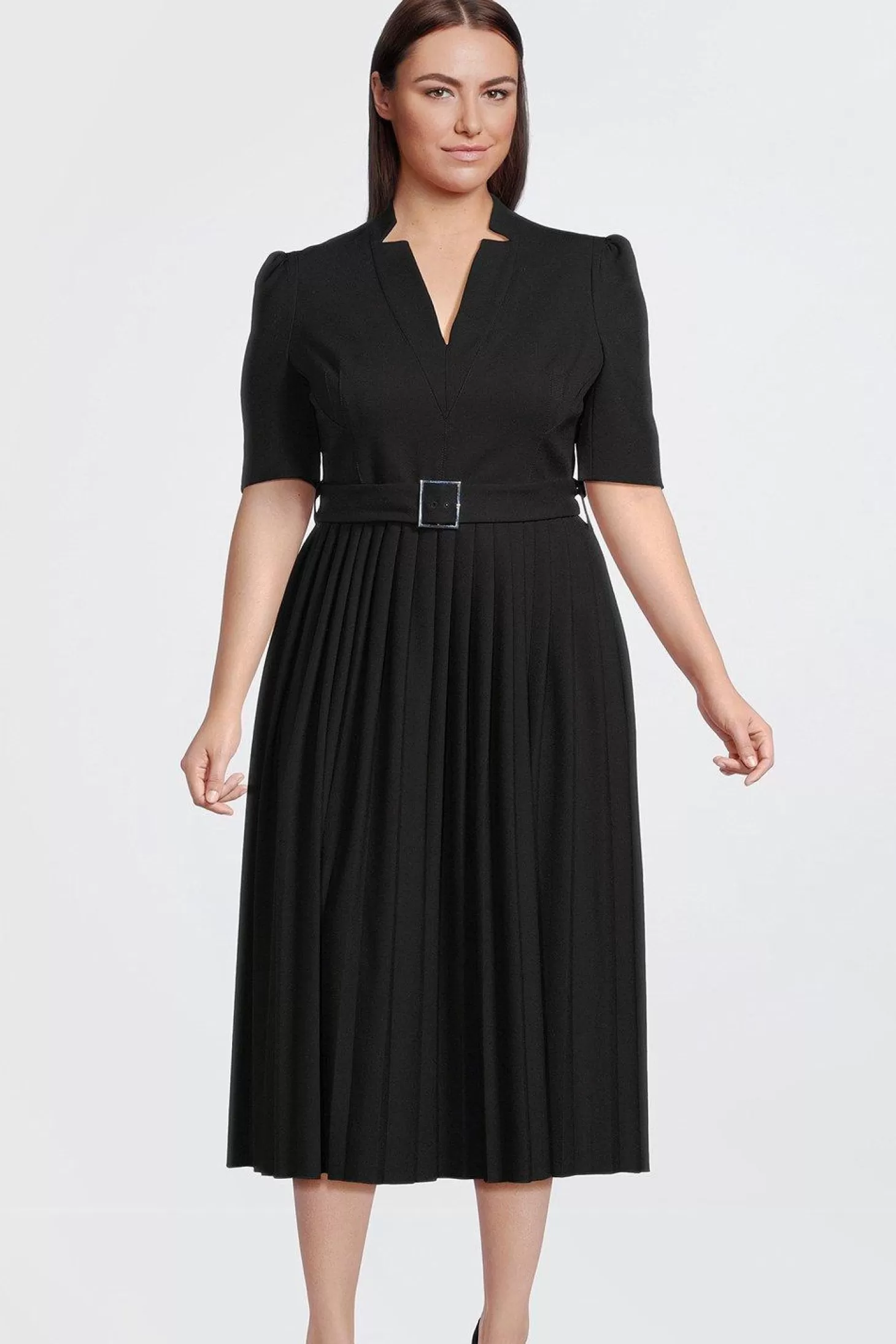 Karen Millen Plus Size Structured Crepe Forever Pleat Dress