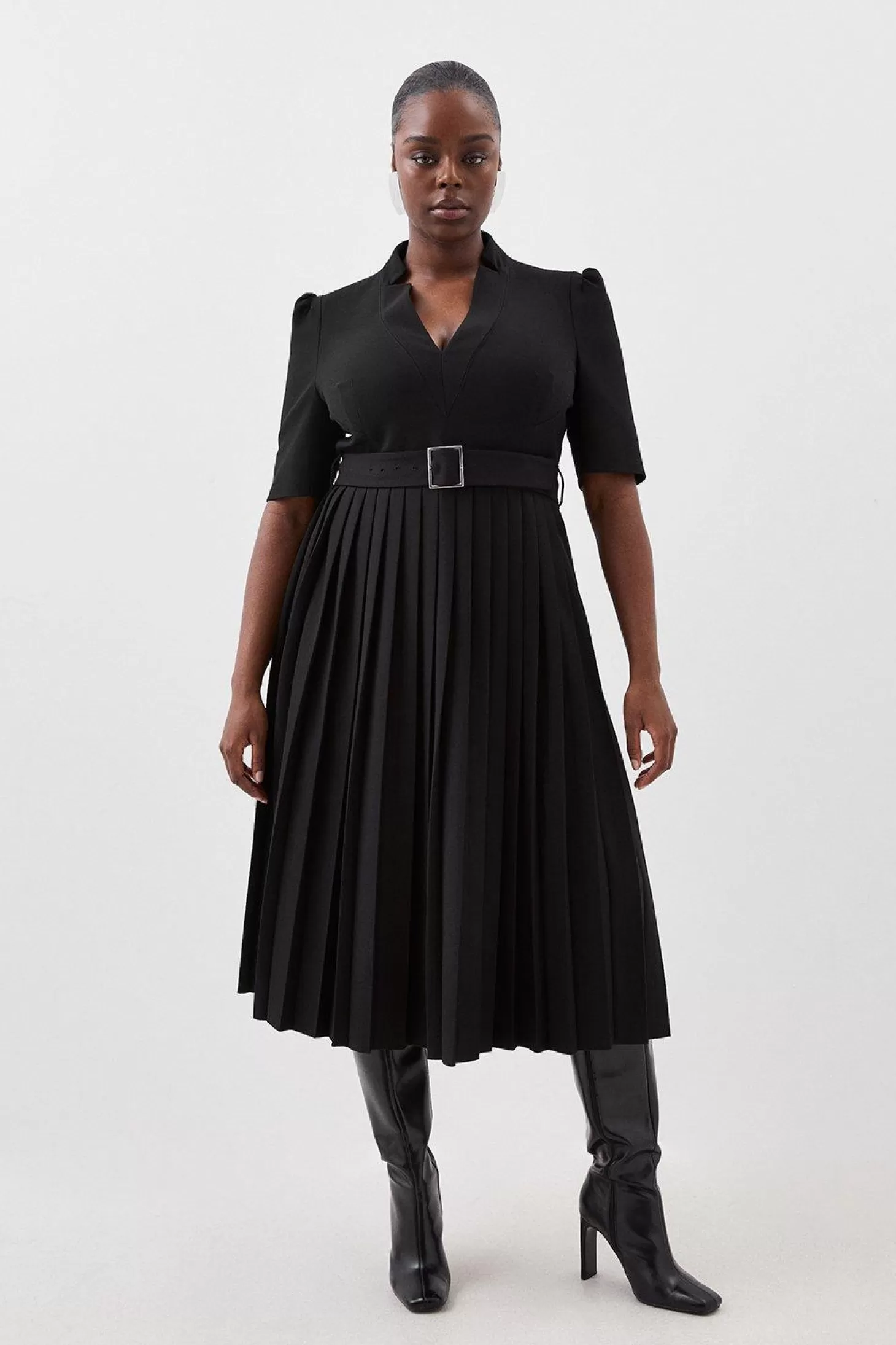 Karen Millen Plus Size Structured Crepe Forever Pleat Dress