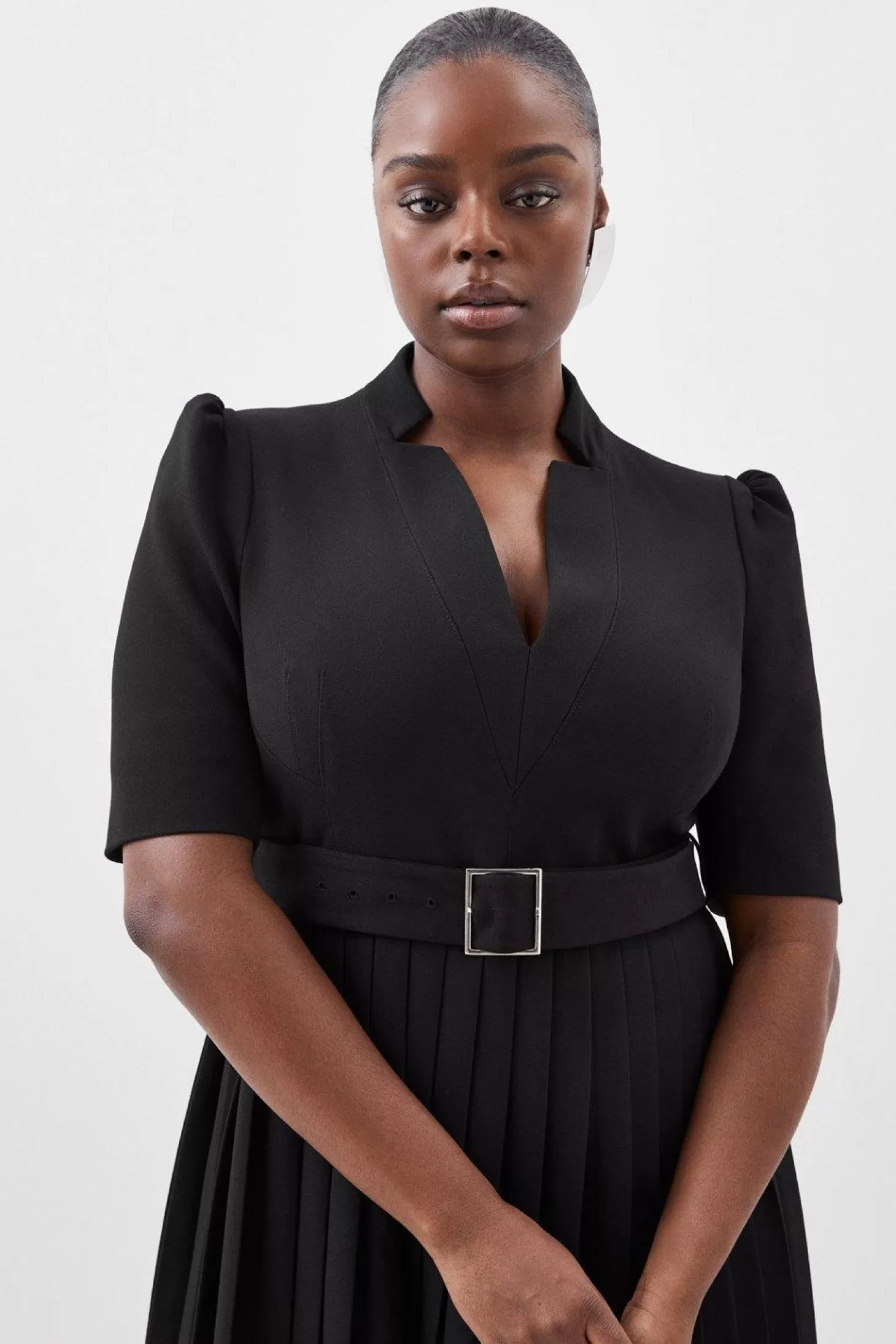 Karen Millen Plus Size Structured Crepe Forever Pleat Dress